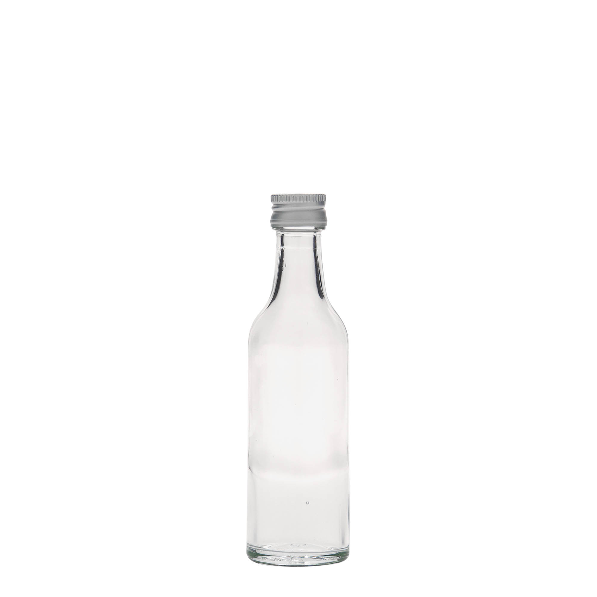 50 ml glass bottle with straight neck, opening: PP 18 50 ml glass bottle with straight neck, opening: PP 18