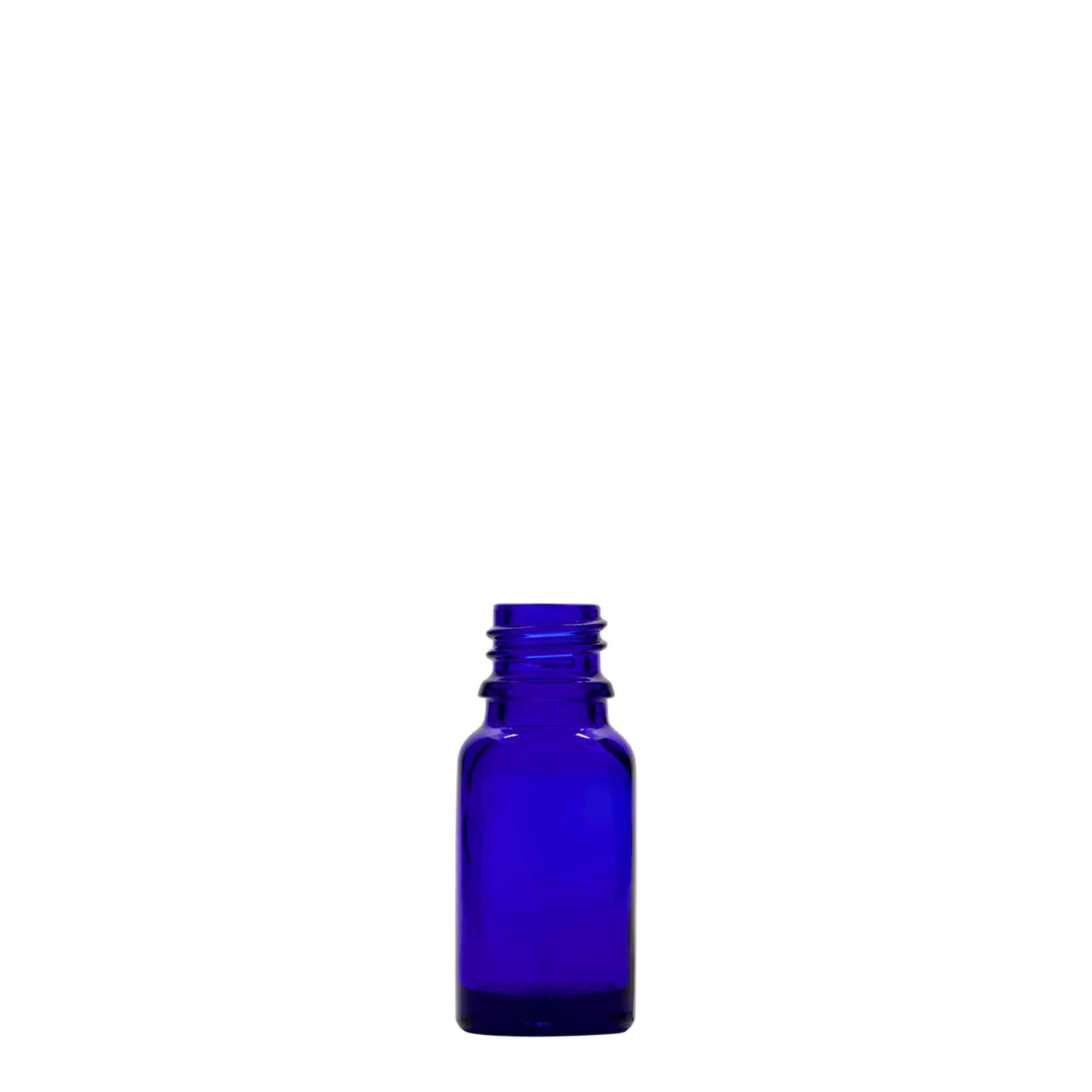 10 ml medicine bottle, glass, royal blue, opening: DIN 18