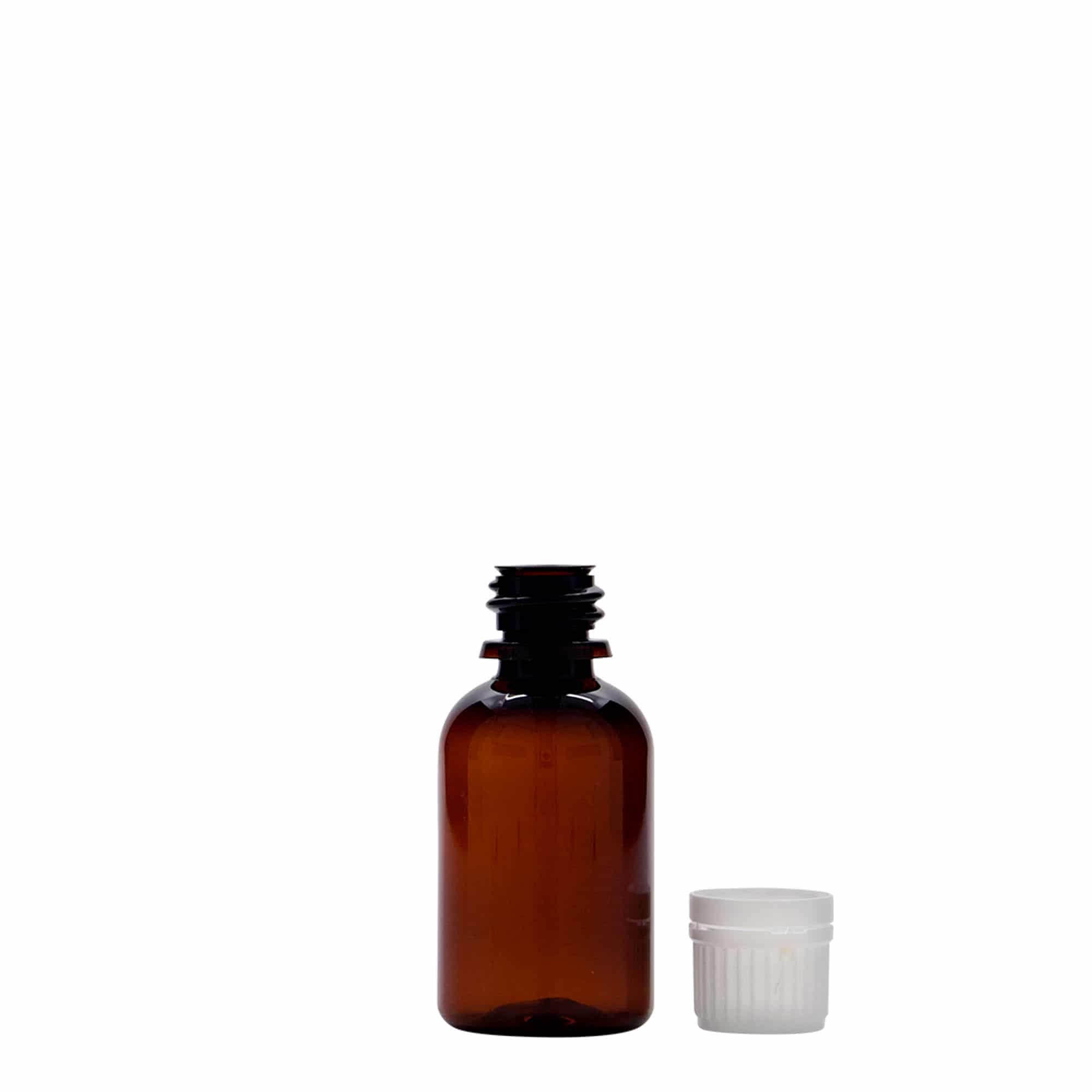 30 ml PET medical bottle 'Easy Living', brown, plastic, opening: DIN 18