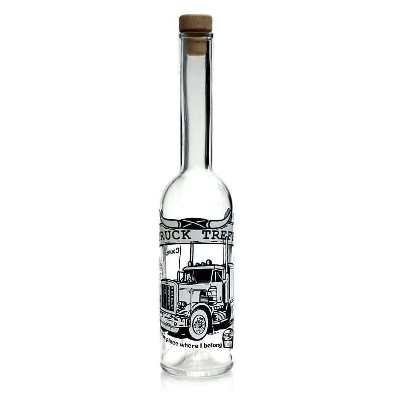 500 ml glass bottle 'Opera', print: trucker, closure: cork