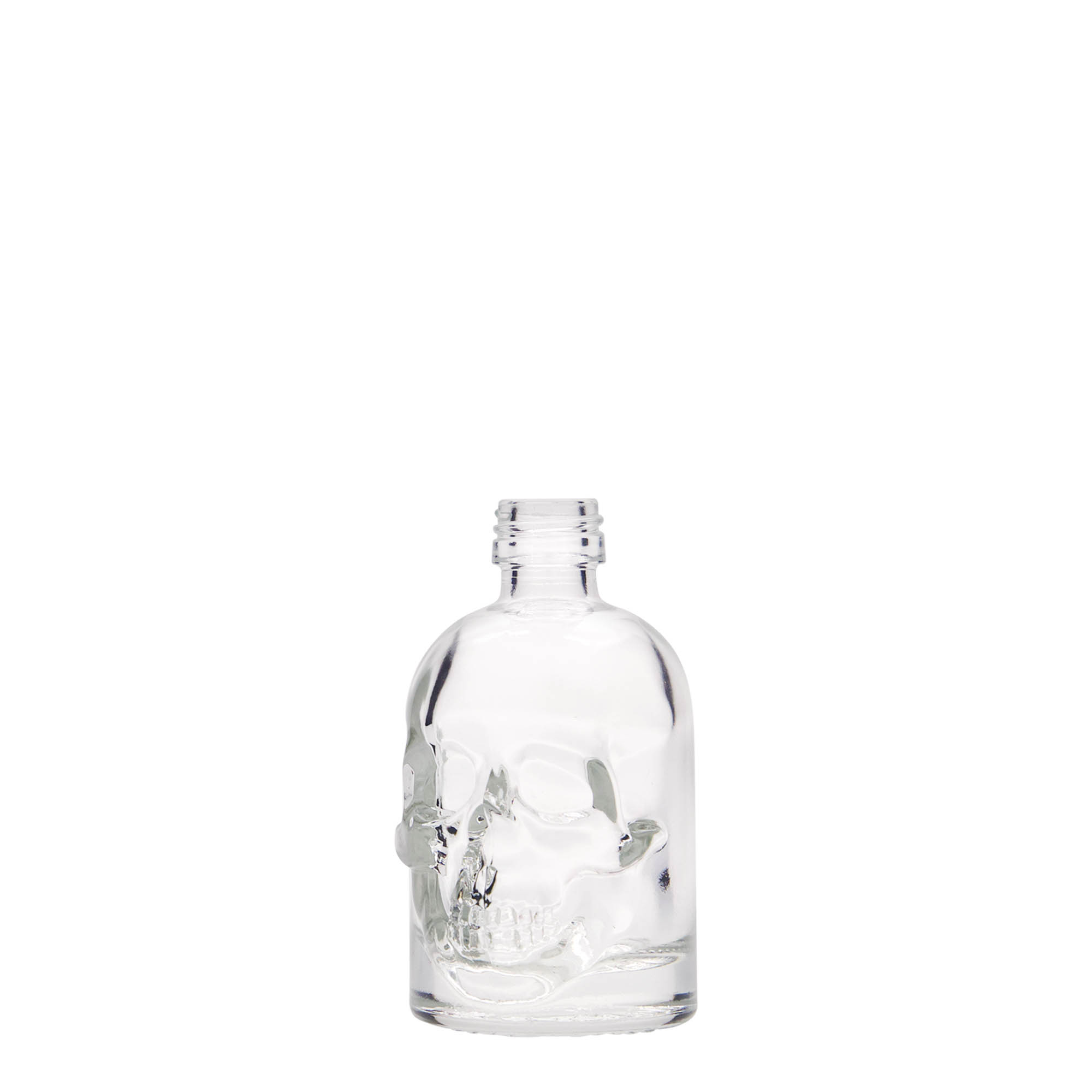 50 ml glass bottle 'Skull', opening: PP 18 50 ml glass bottle 'Skull', opening: PP 18