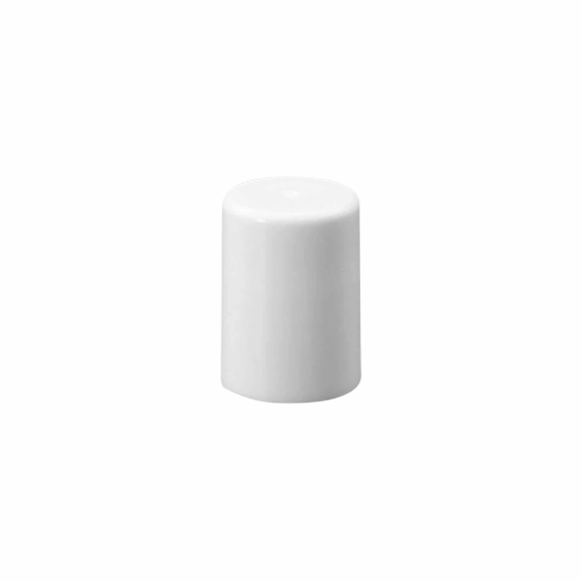 Cap for 10 ml roll-on bottle, PP plastic, white, for opening: screw cap