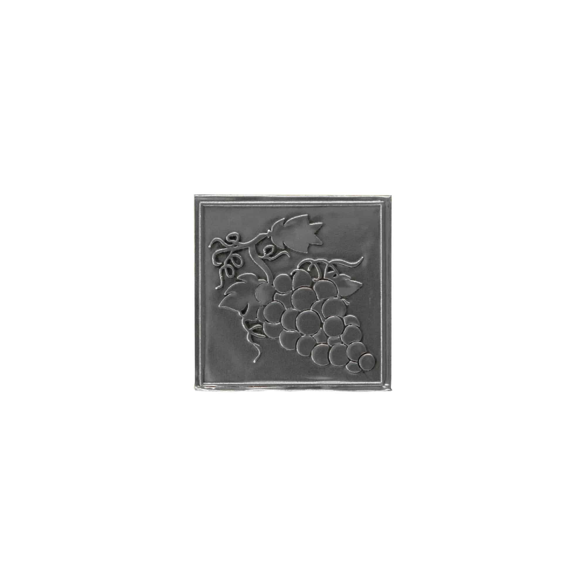 Tin label 'Grape', square, metal, silver