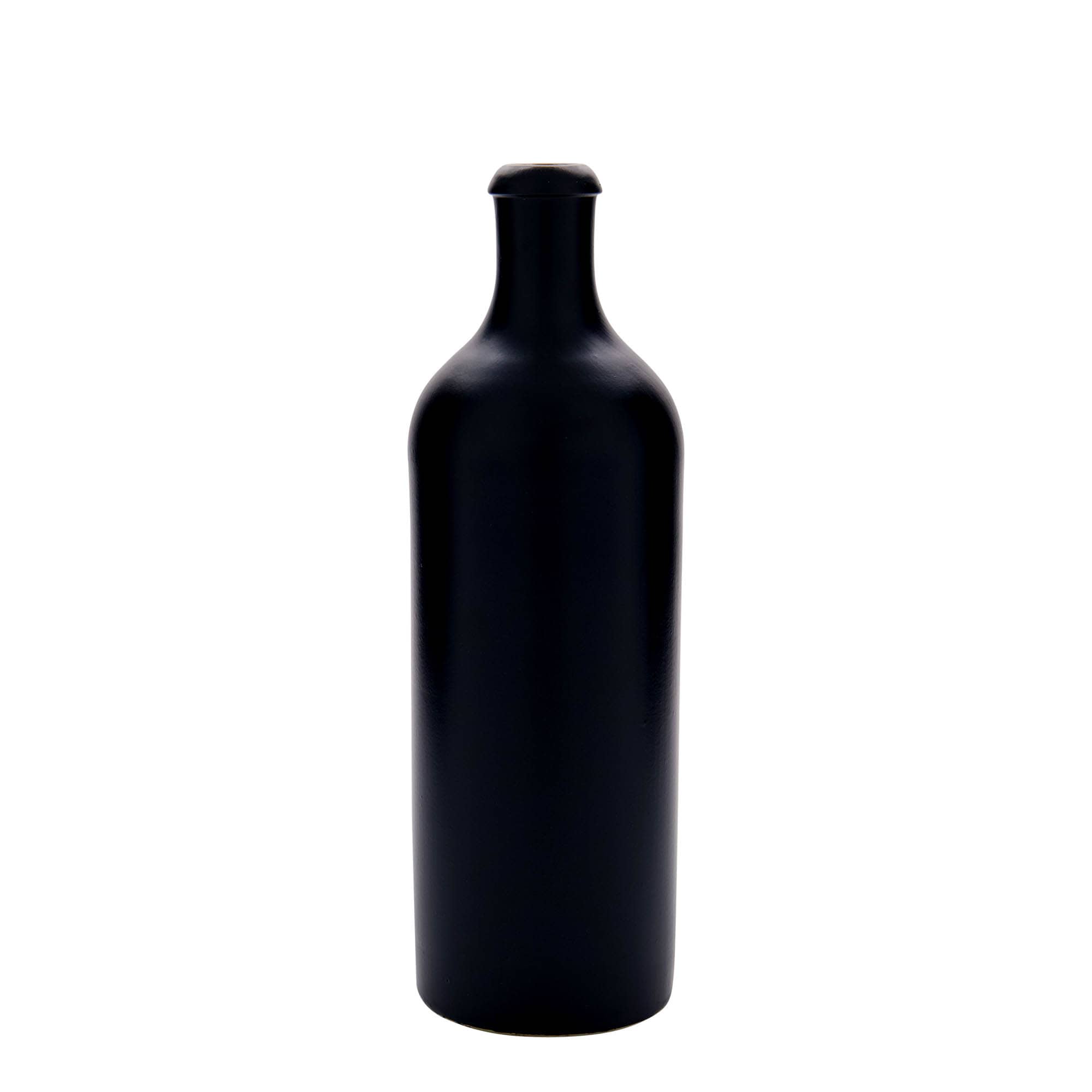 750 ml earthenware jug, stoneware, black, mouth: cork