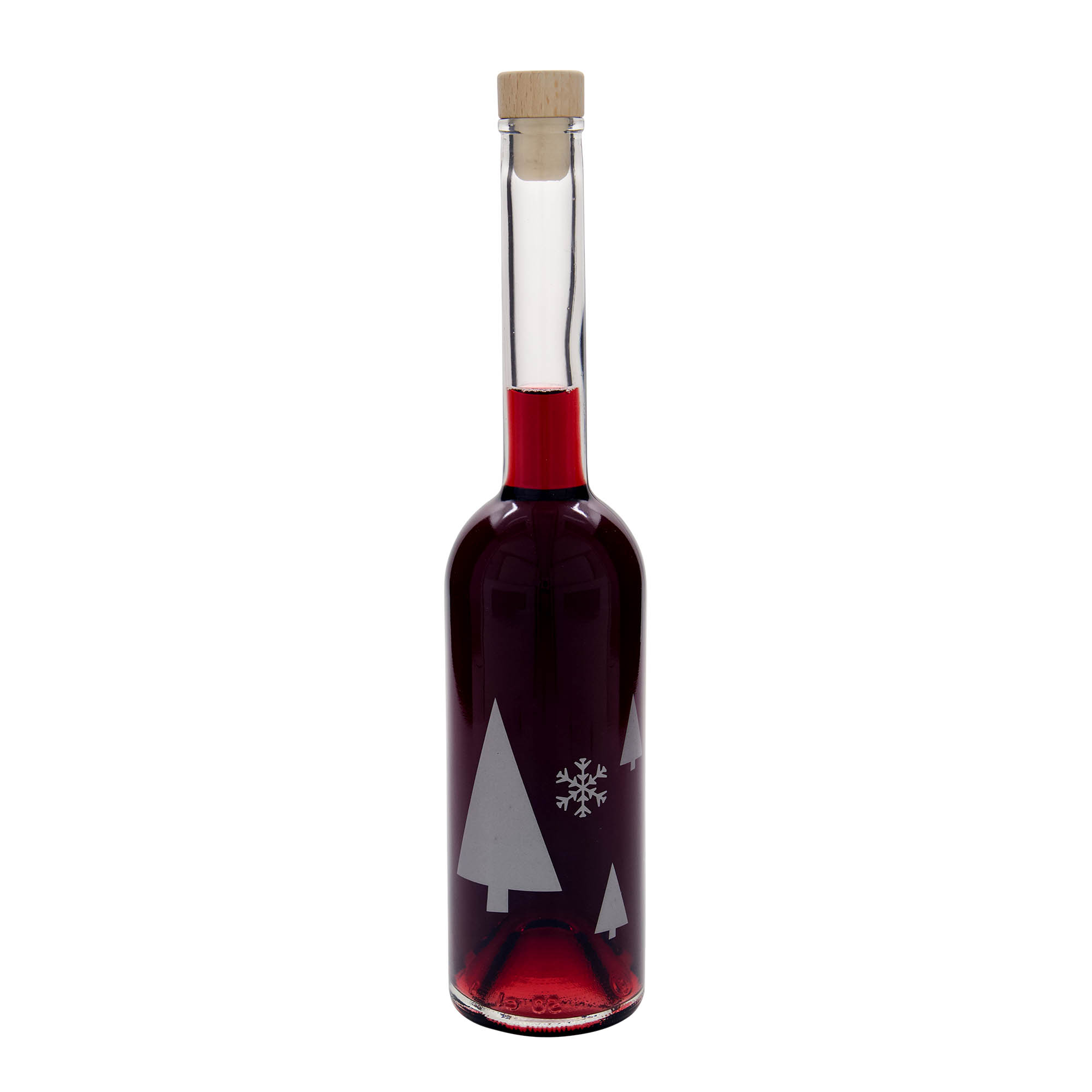 500 ml glass bottle 'Opera', design: snowflakes, opening: cork