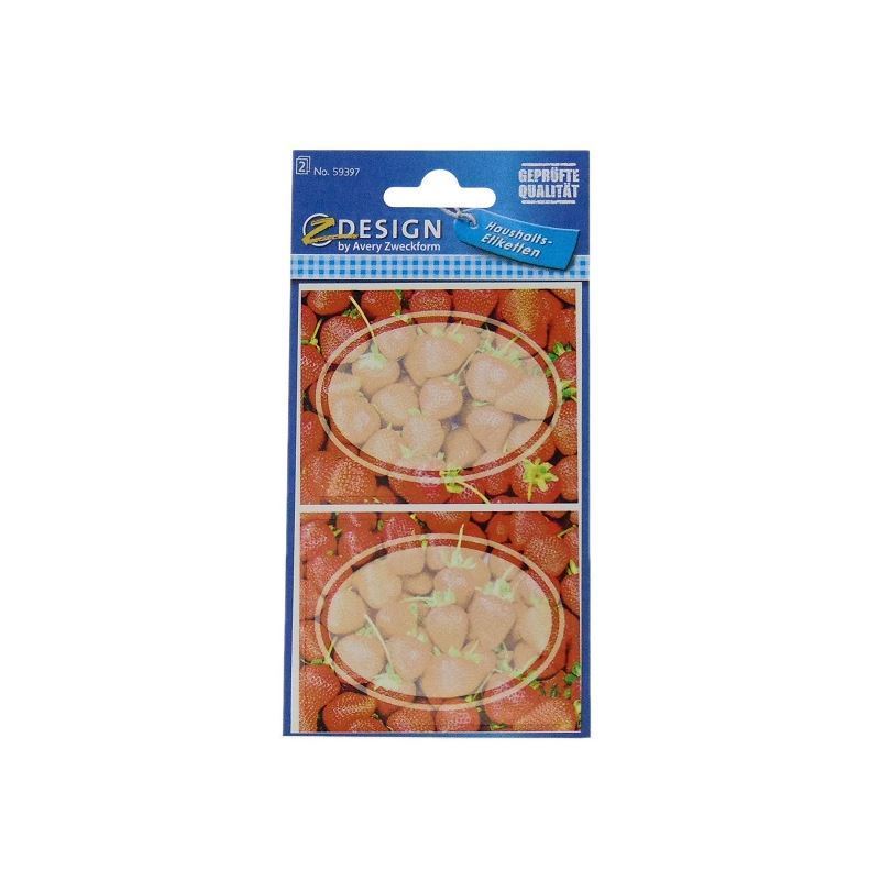 Zweckform Labels 'Strawberries', oval, paper, multicoloured Zweckform Labels 'Strawberries', oval, paper, multicoloured