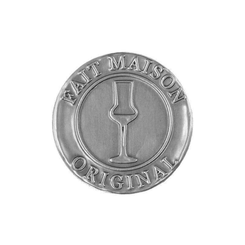 Pewter tag 'Fait Maison', round, metal, silver