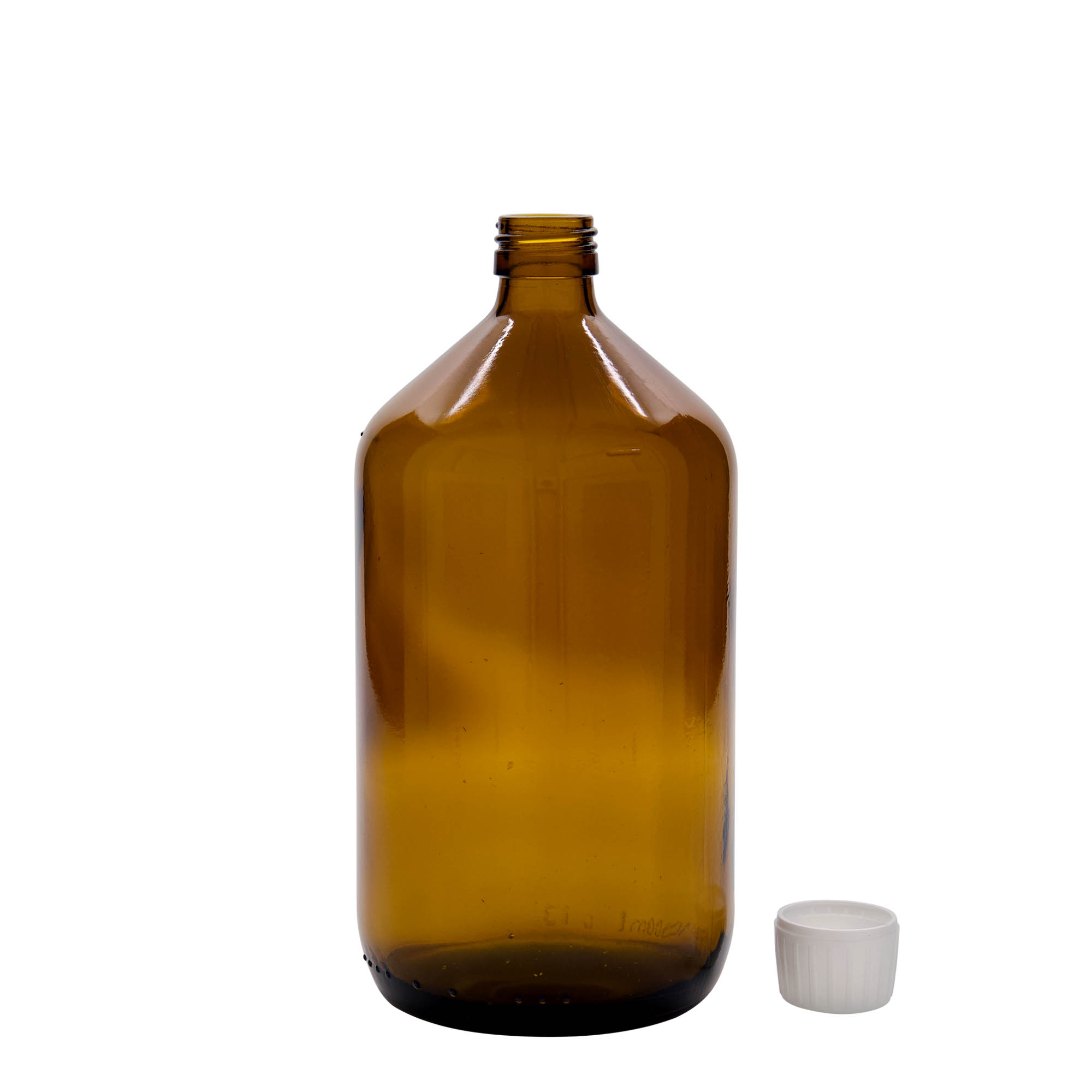 1,000 ml medical bottle, brown, glass, opening: PP 28