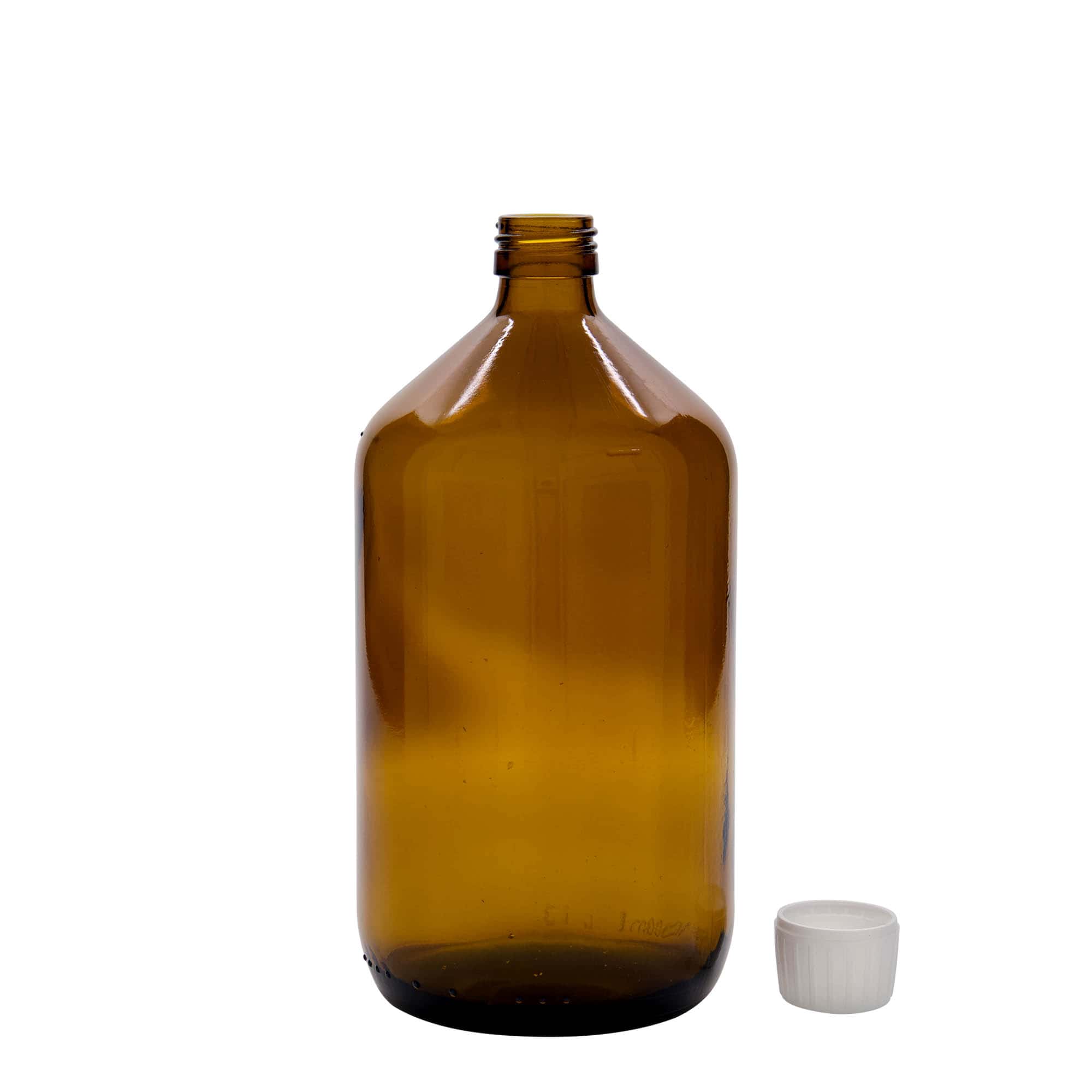 1,000 ml medical bottle, brown, glass, opening: PP 28
