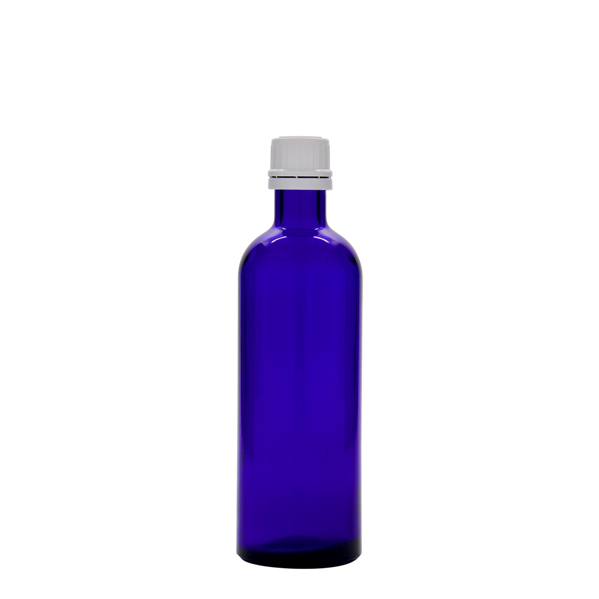 200 ml medicine bottle, glass, royal blue, closure: DIN 22