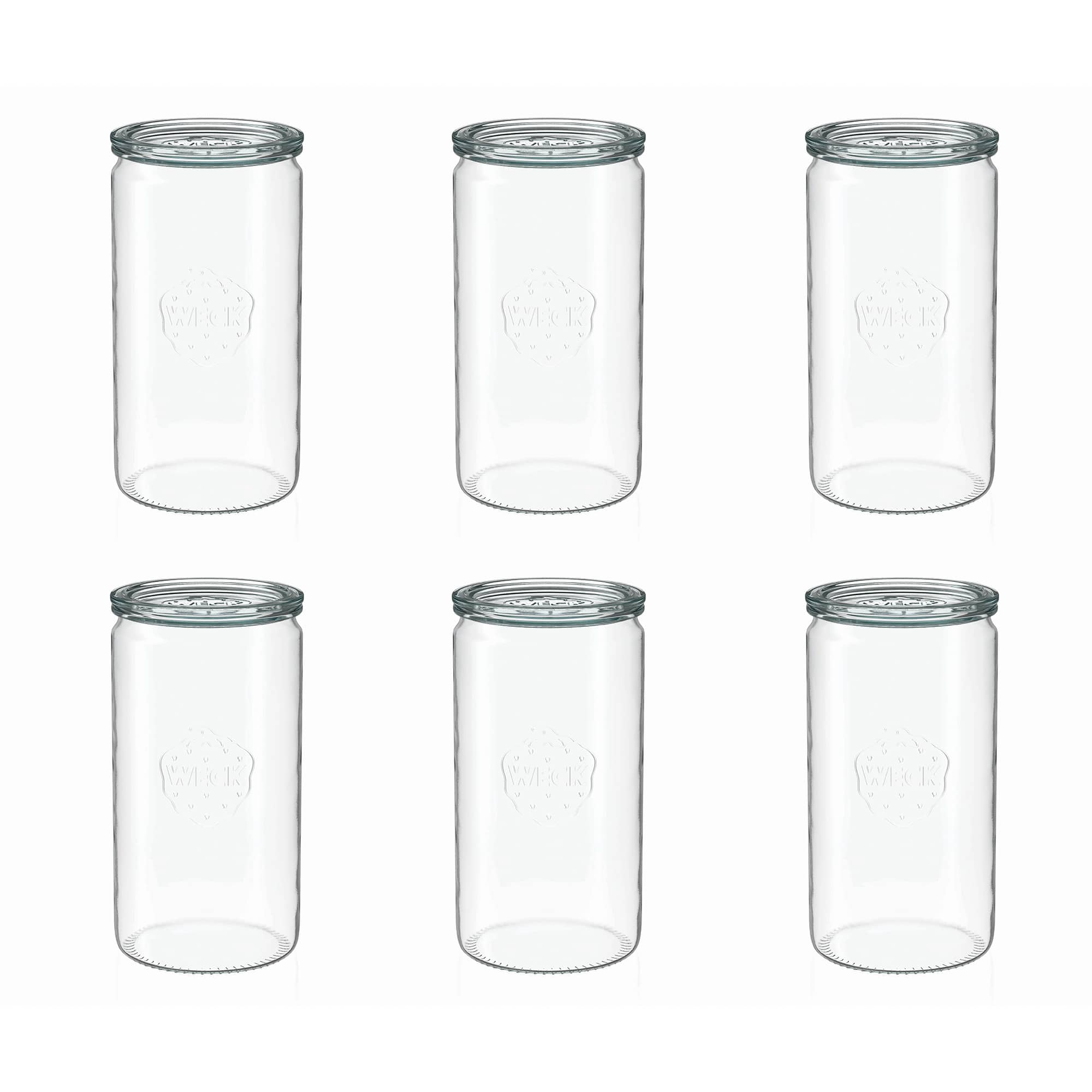 6x 1575 ml WECK cylinder jar with glass lid RR 100