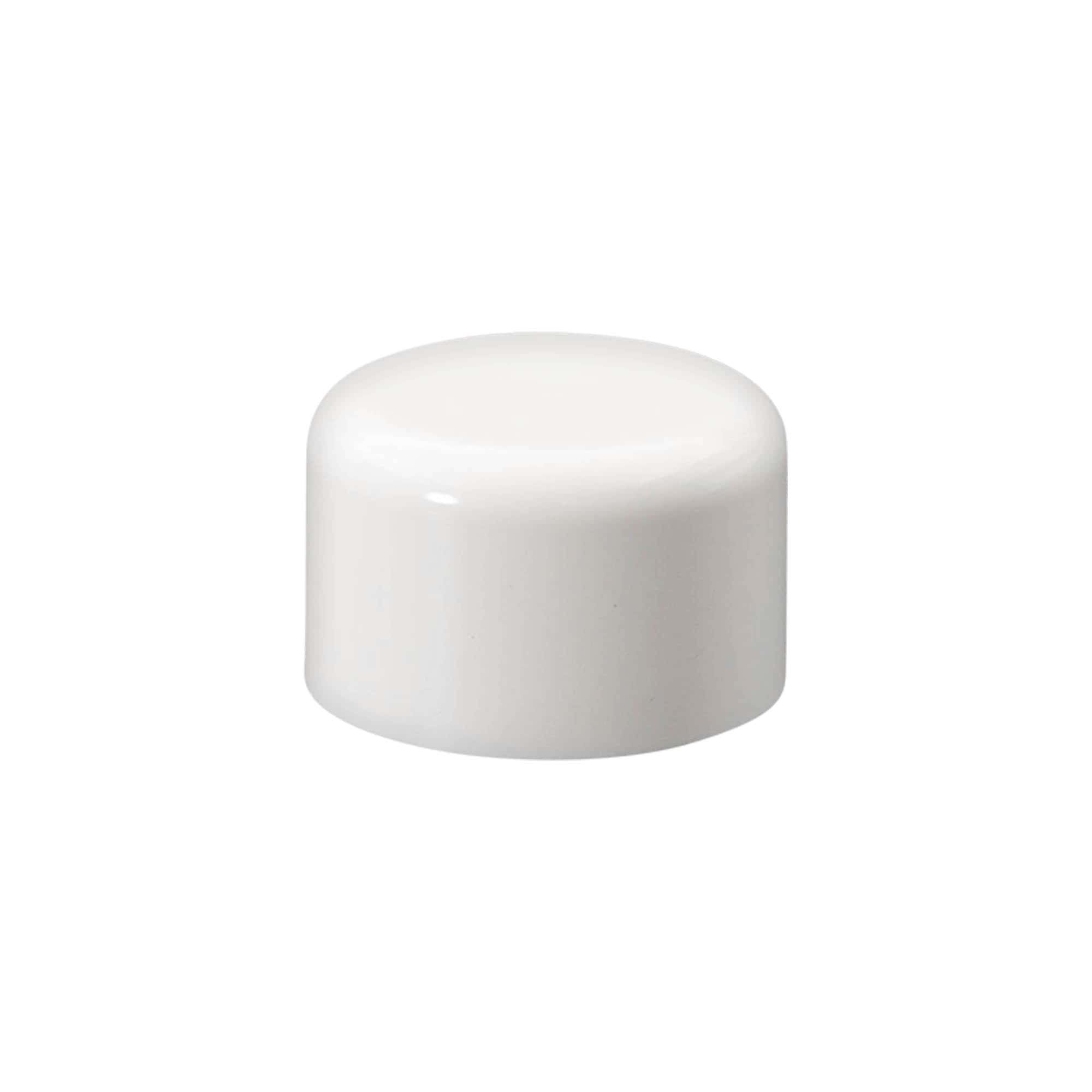 Screw cap round bottle with syringe insert, PE plastic, white, for opening: DIN 18