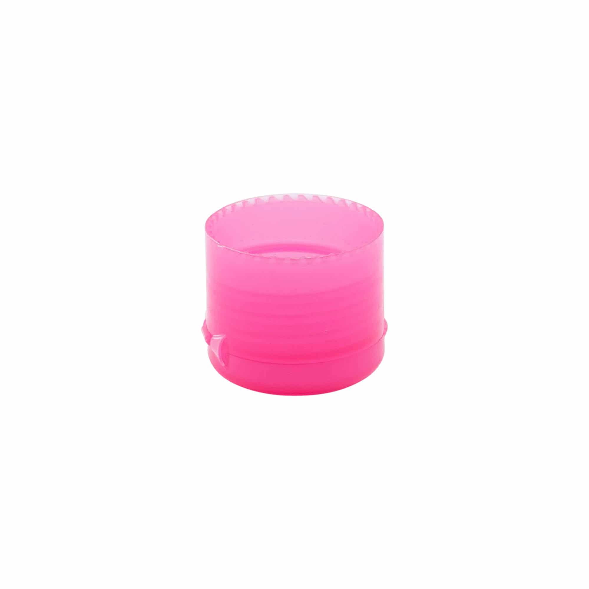 Screw cap with hinge, PP plastic, pink, for opening: 24/410