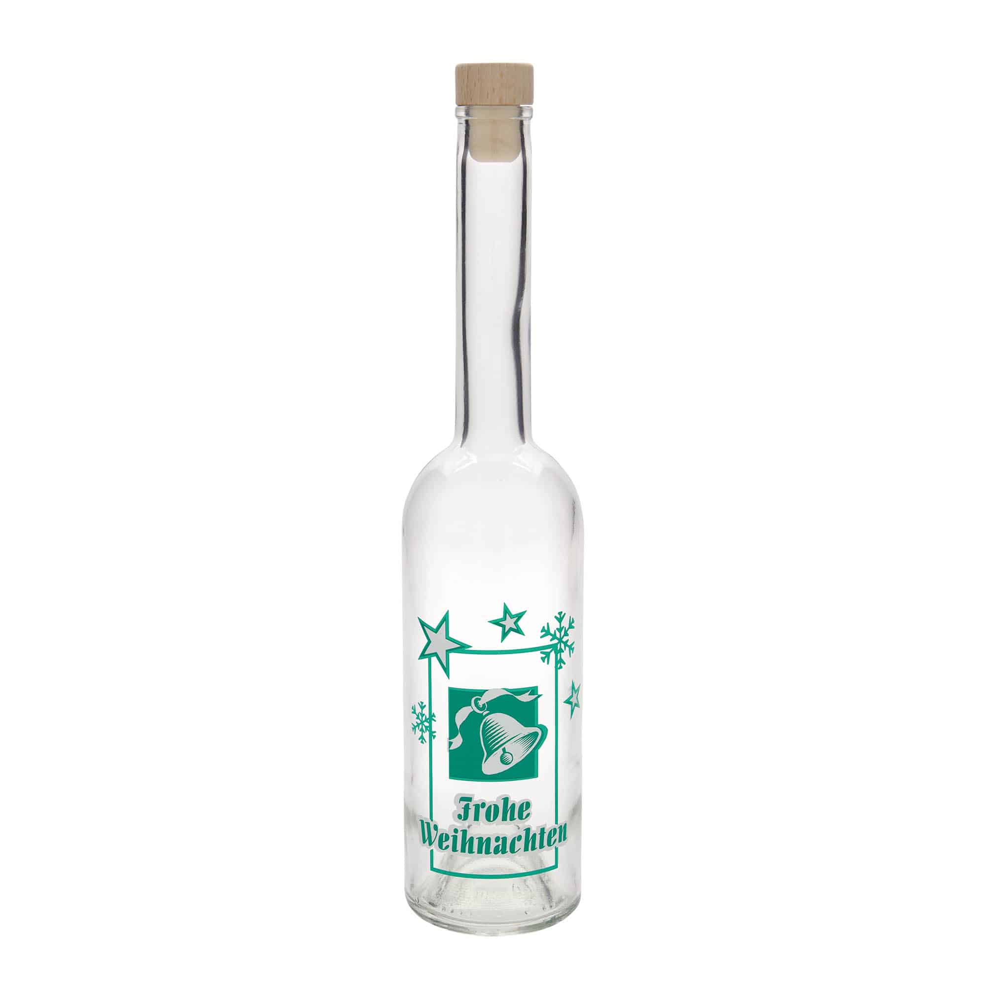 500 ml glass bottle 'Opera', motif: Merry Christmas, opening: cork