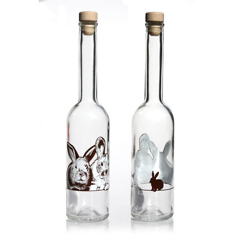 500 ml glass bottle 'Opera', design: rabbit, opening: cork