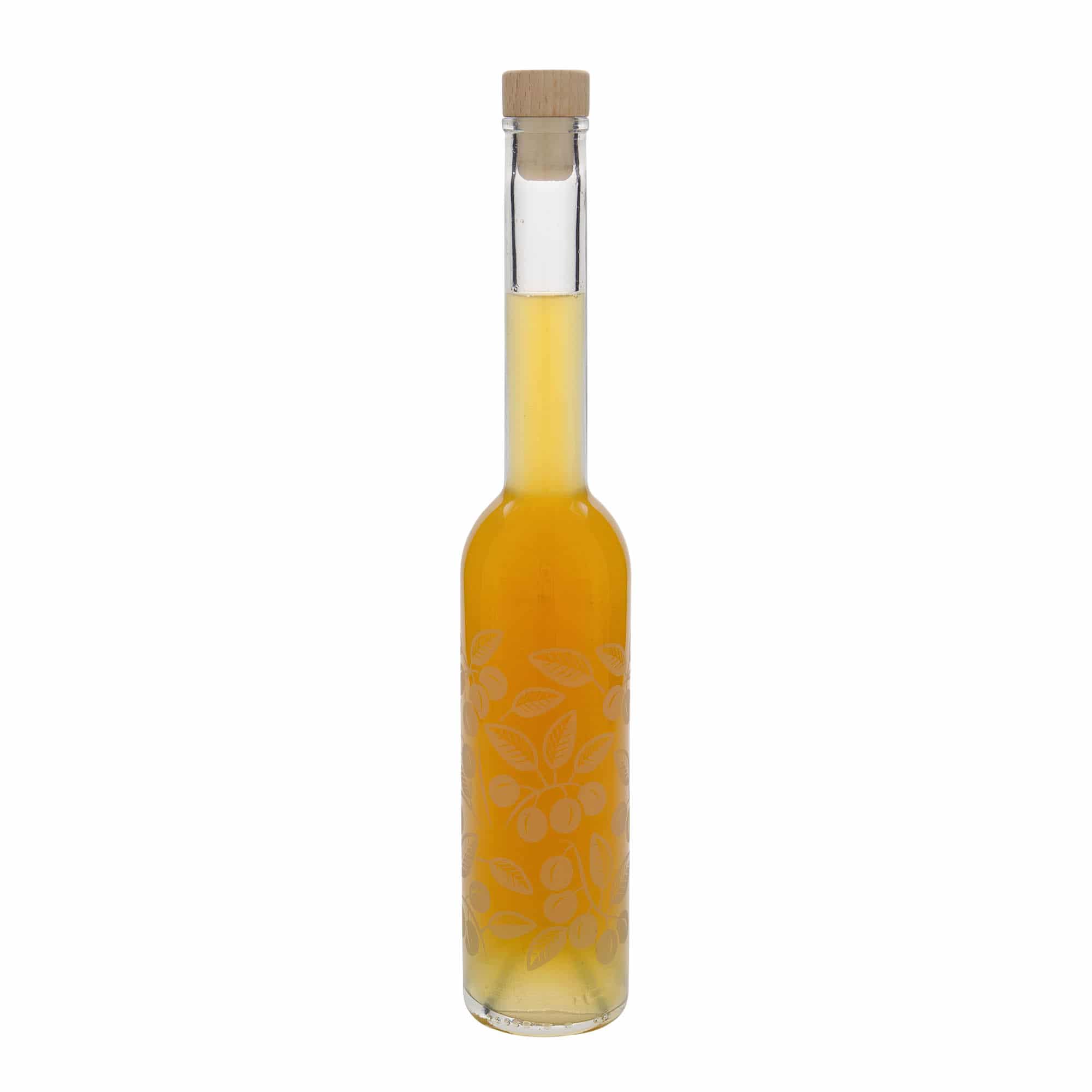 350 ml glass bottle 'Opera', design: Mirabelle plums, opening: cork