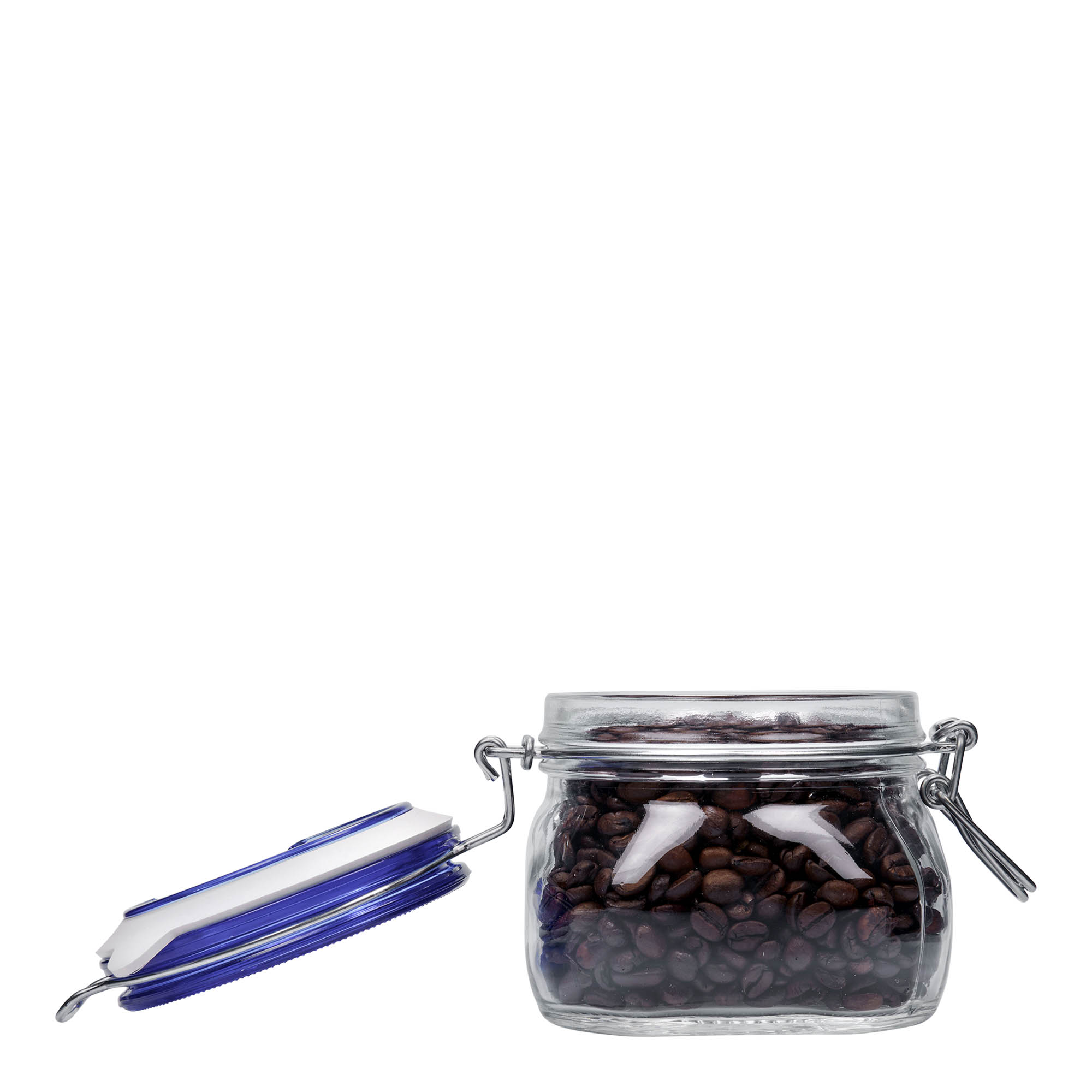 500 ml wire bail jar ‘Fido’ Blue Top, square, opening: wire bail closure