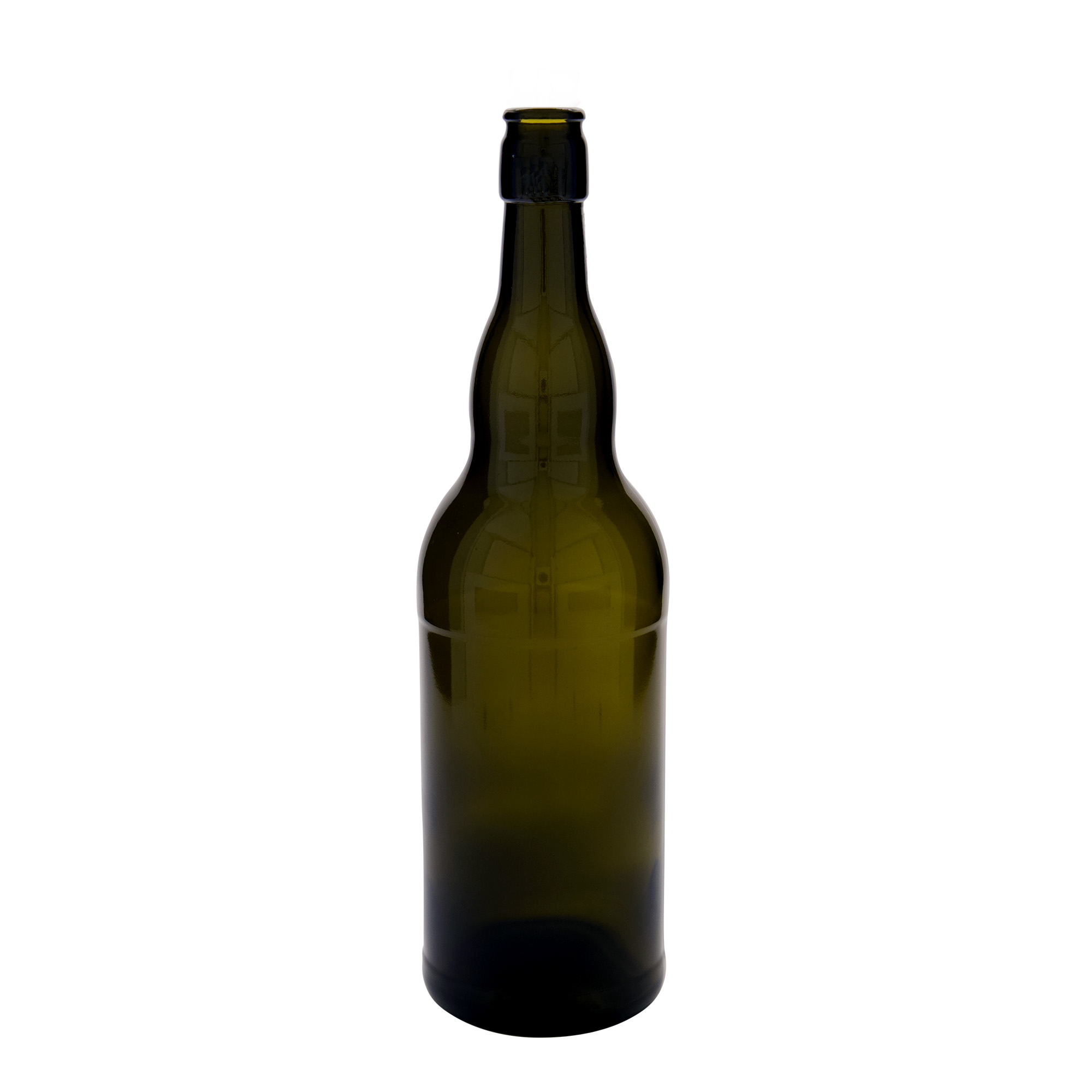 1,000 ml beer bottle Belgium, glass, antique green, mouth: swing top closure