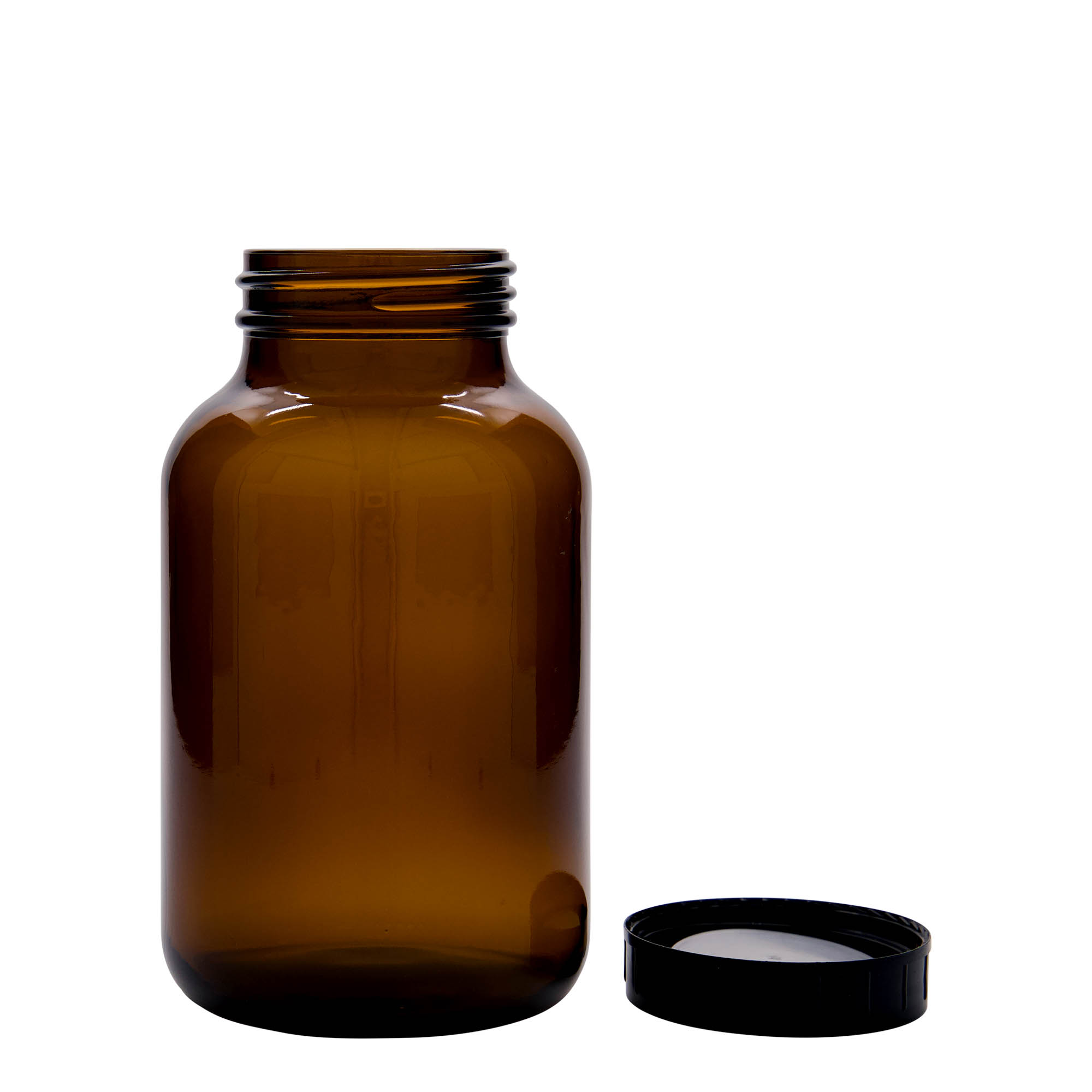 1,000 ml wide-neck glass, brown, opening: DIN 68
