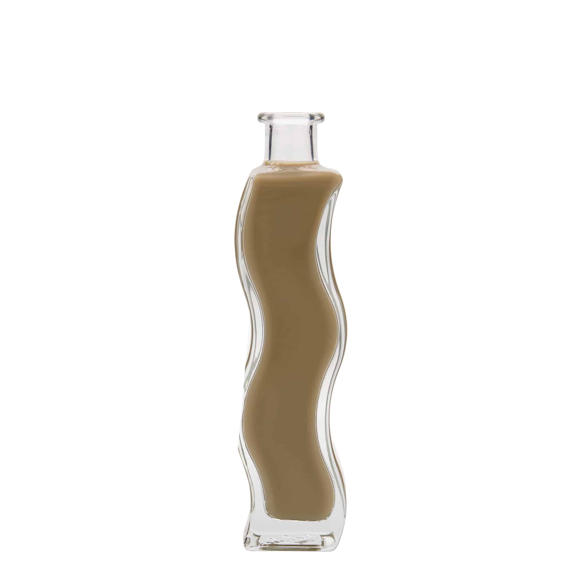 200 ml glass bottle 'Wave', square, opening: cork