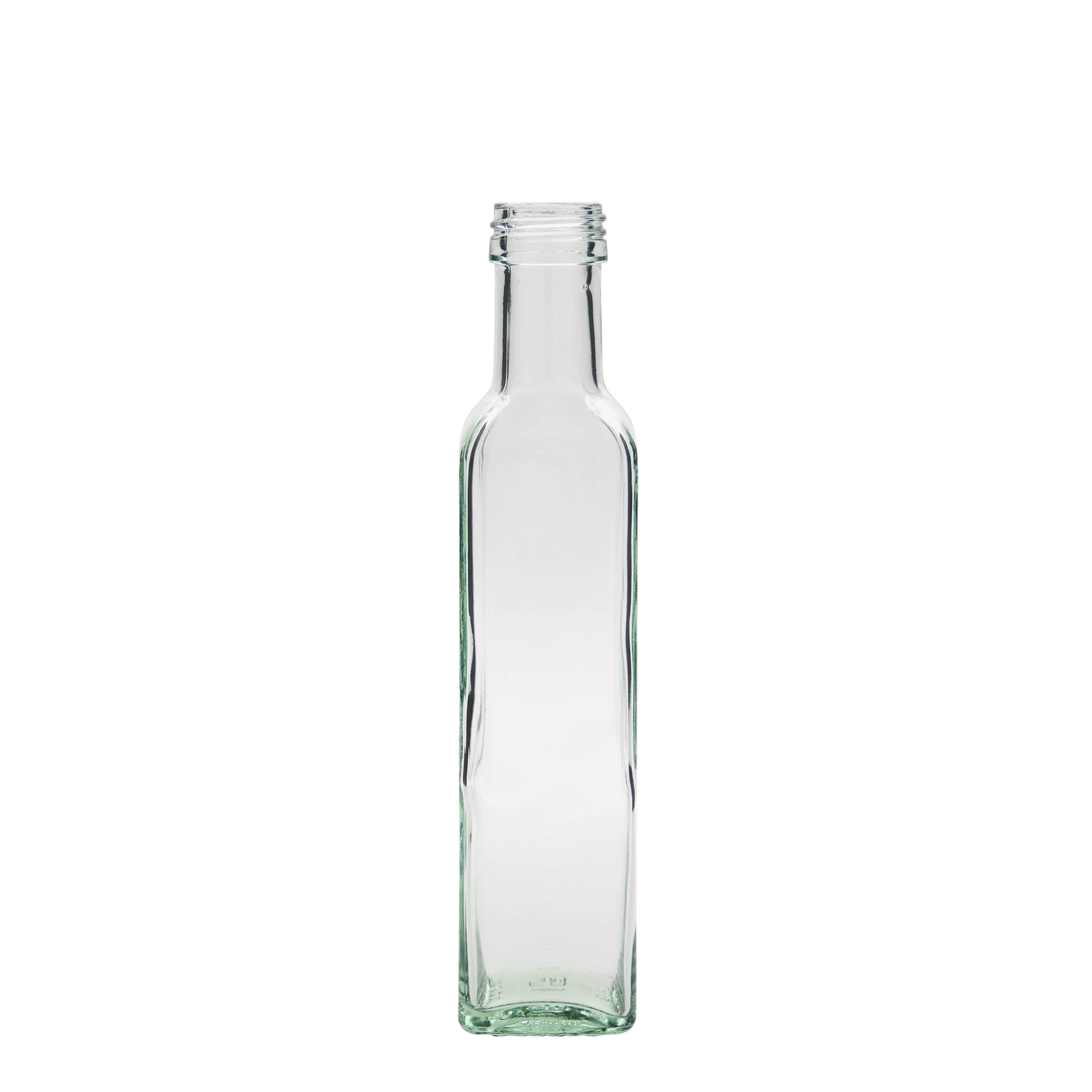 250 ml glass bottle ‘Marasca’, square, opening: PP 31.5