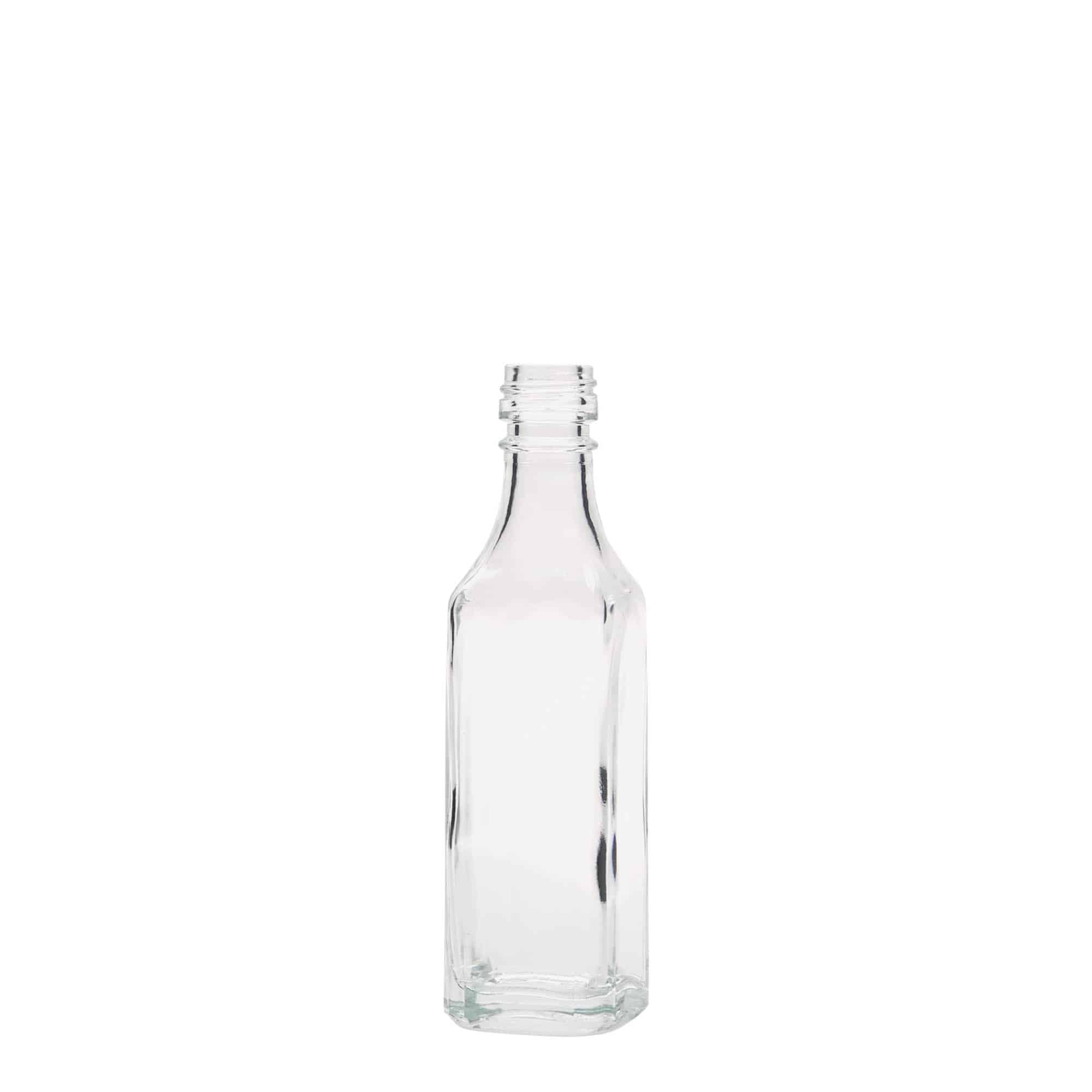 50 ml glass bottle 'Siena', square, neck: PP 18 50 ml glass bottle 'Siena', square, neck: PP 18
