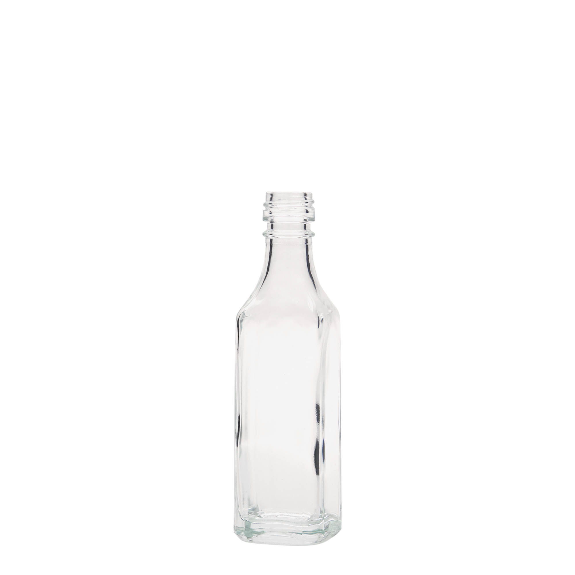 50 ml glass bottle 'Siena', square, neck: PP 18 50 ml glass bottle 'Siena', square, neck: PP 18