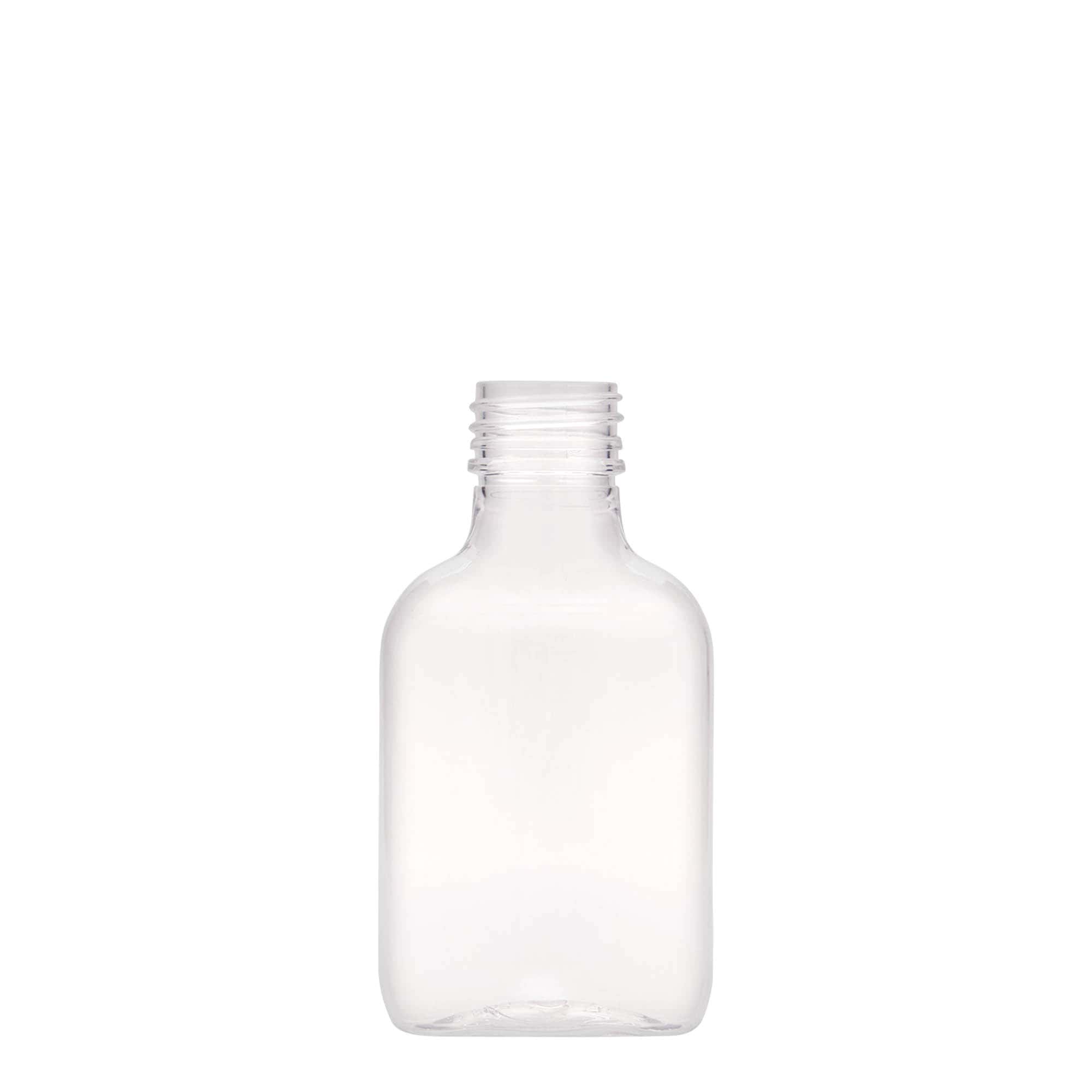 100 ml pocket bottle, oval, PET plastic, opening: PP 28