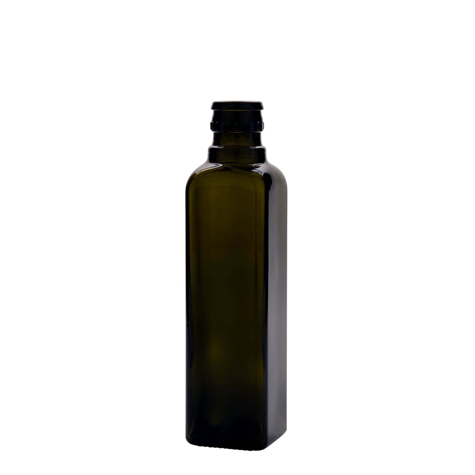 250 ml vinegar/oil bottle 'Quadra', glass, square, antique green, opening: DOP