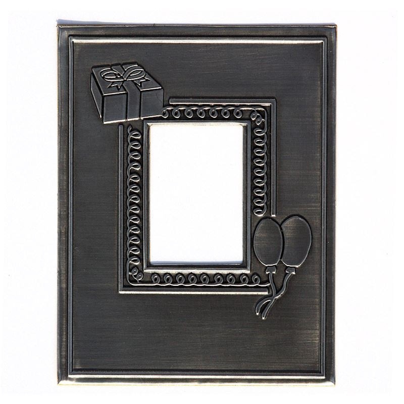 Tin label 'Photo', rectangular, metal, silver Tin label 'Photo', rectangular, metal, silver