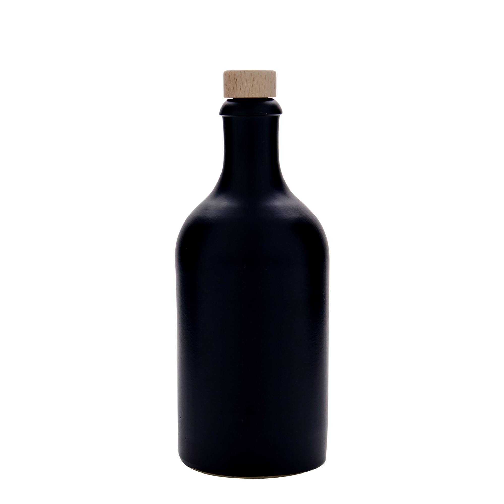 500 ml earthen jug, stoneware, black, closure: cork