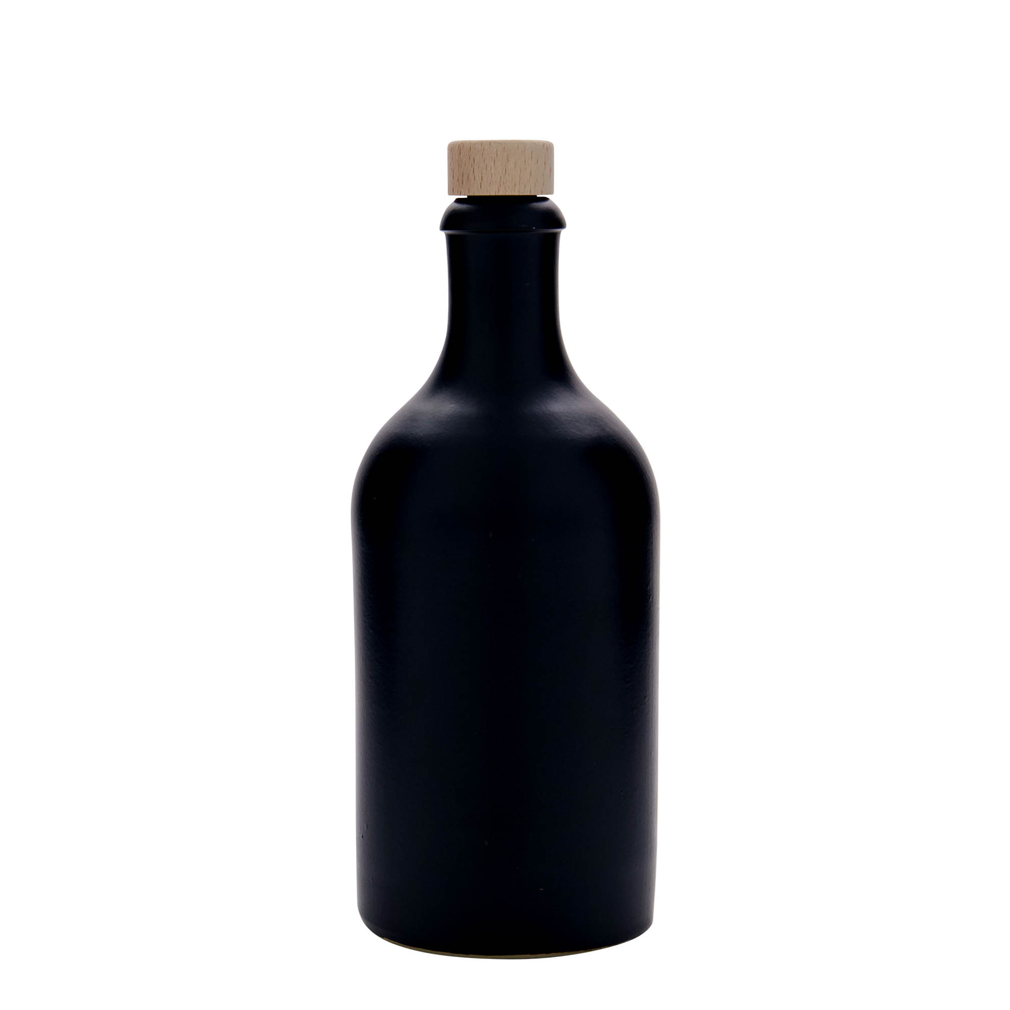500 ml clay jug, stoneware, black, opening: cork