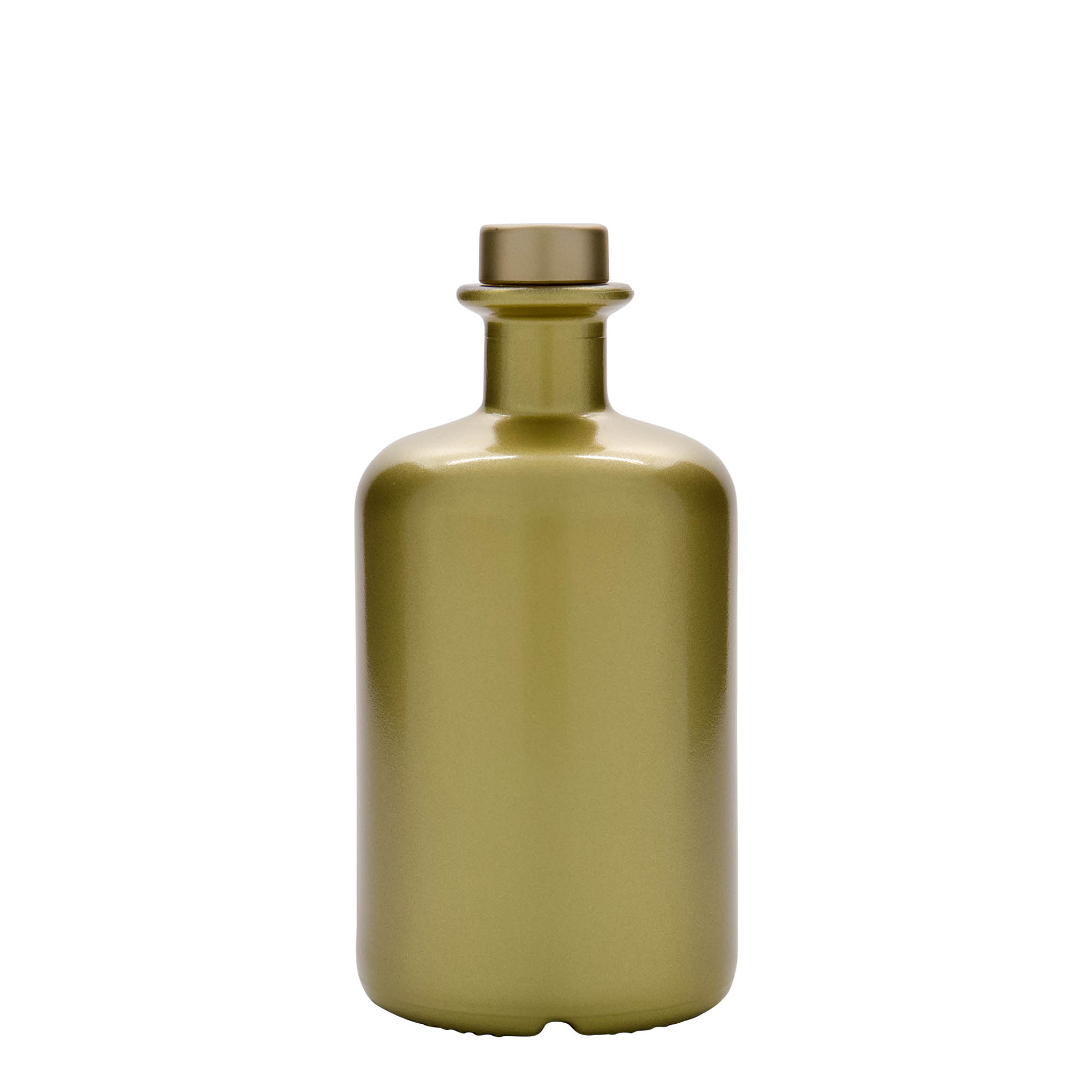 500 ml glass bottle apothecary, gold, opening: cork