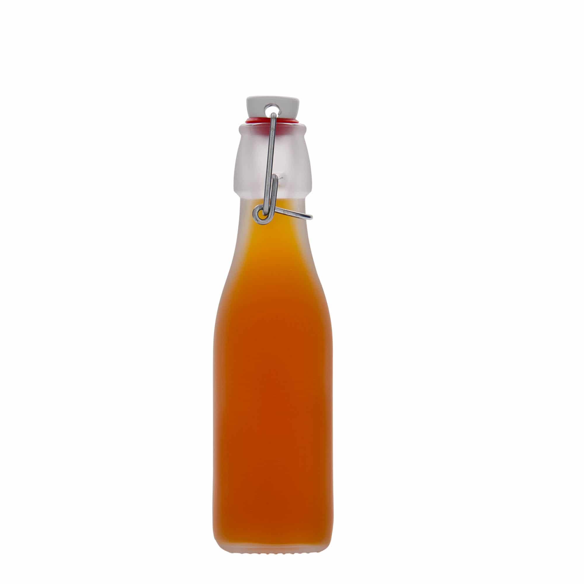 250 ml glass bottle 'Swing', square, white, closure: swing top