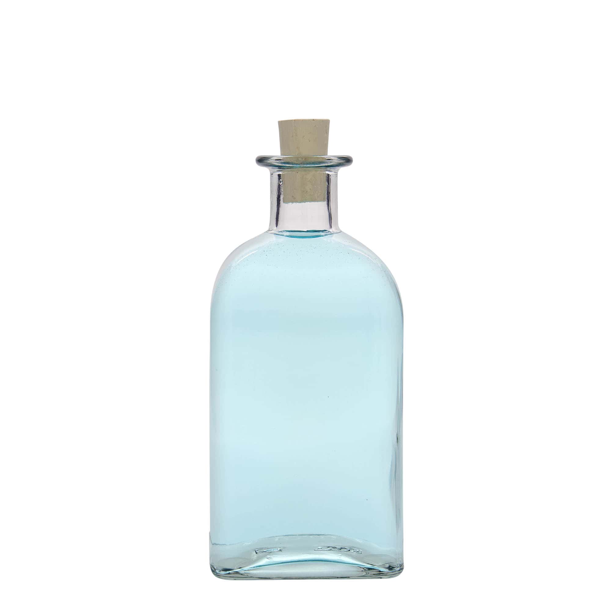 500 ml glass bottle Apotheker Carré, square, opening: cork