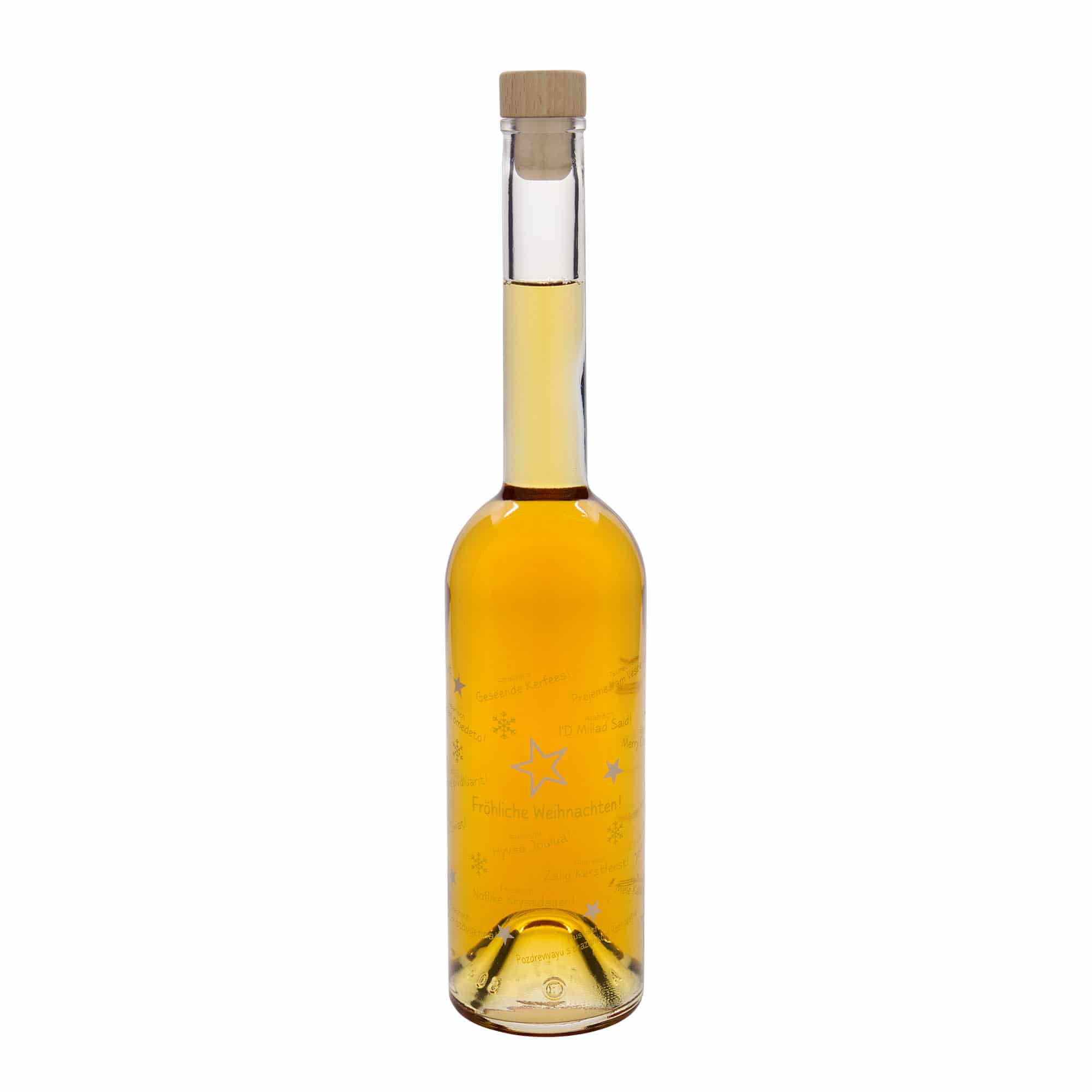 500 ml glass bottle 'Opera', motif: Christmas around the world, opening: cork