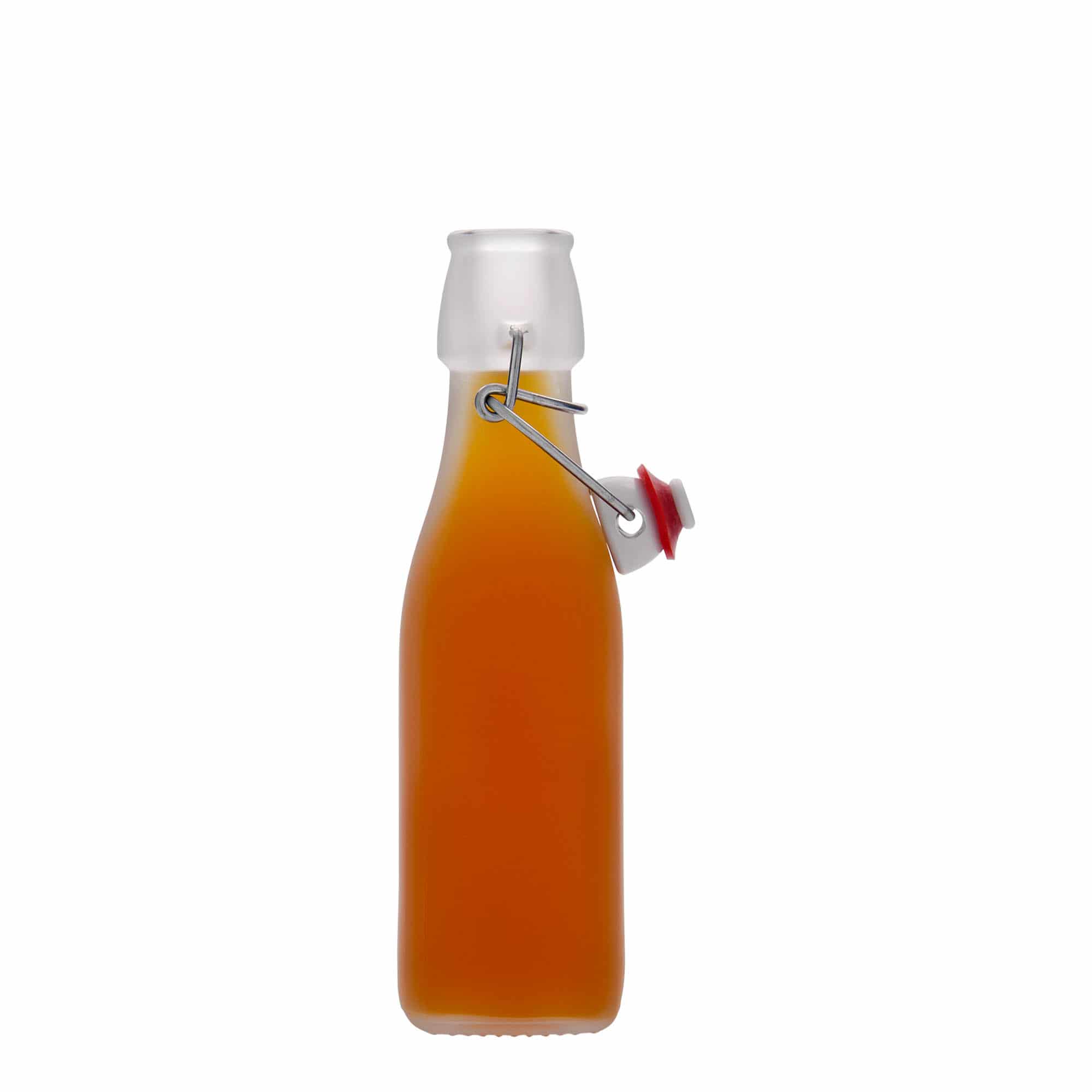 250 ml glass bottle 'Swing', square, white, closure: swing top