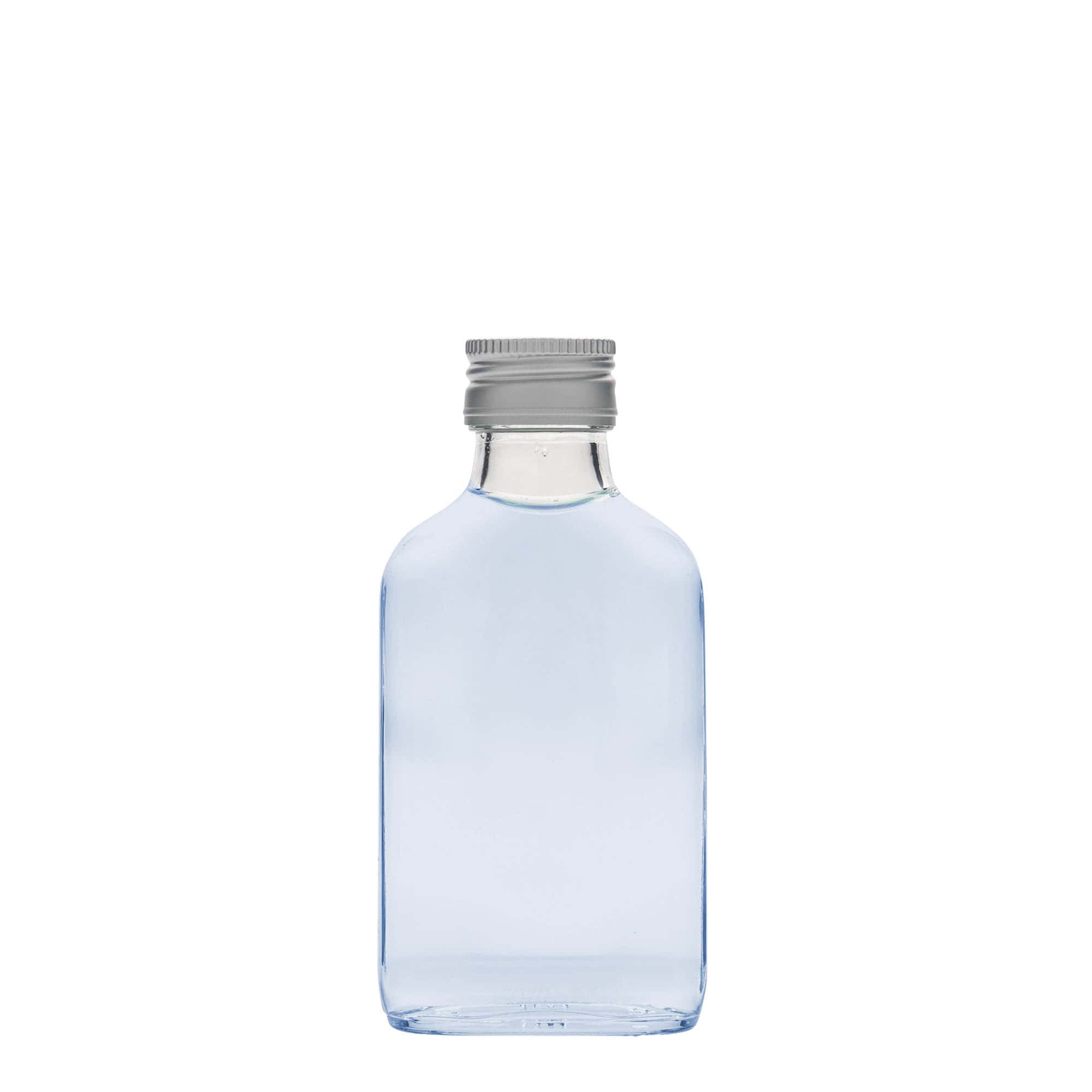 100 ml pocket bottle, rectangular, glass, opening: PP 28