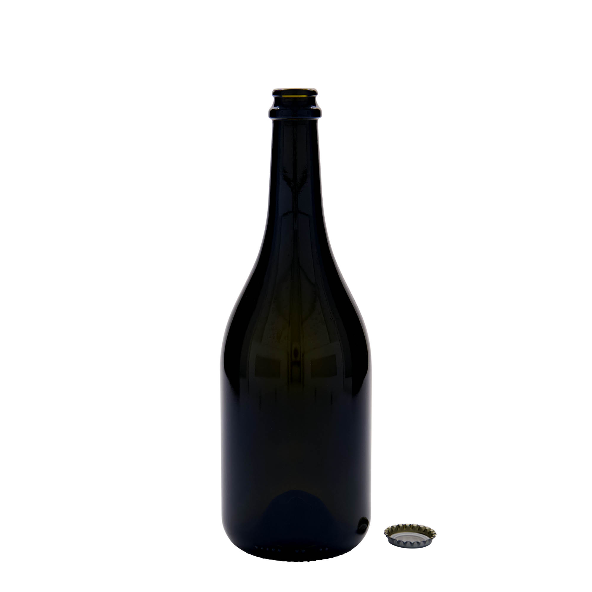 750 ml beer bottle ‘Horta’, glass, antique green, opening: crown cap