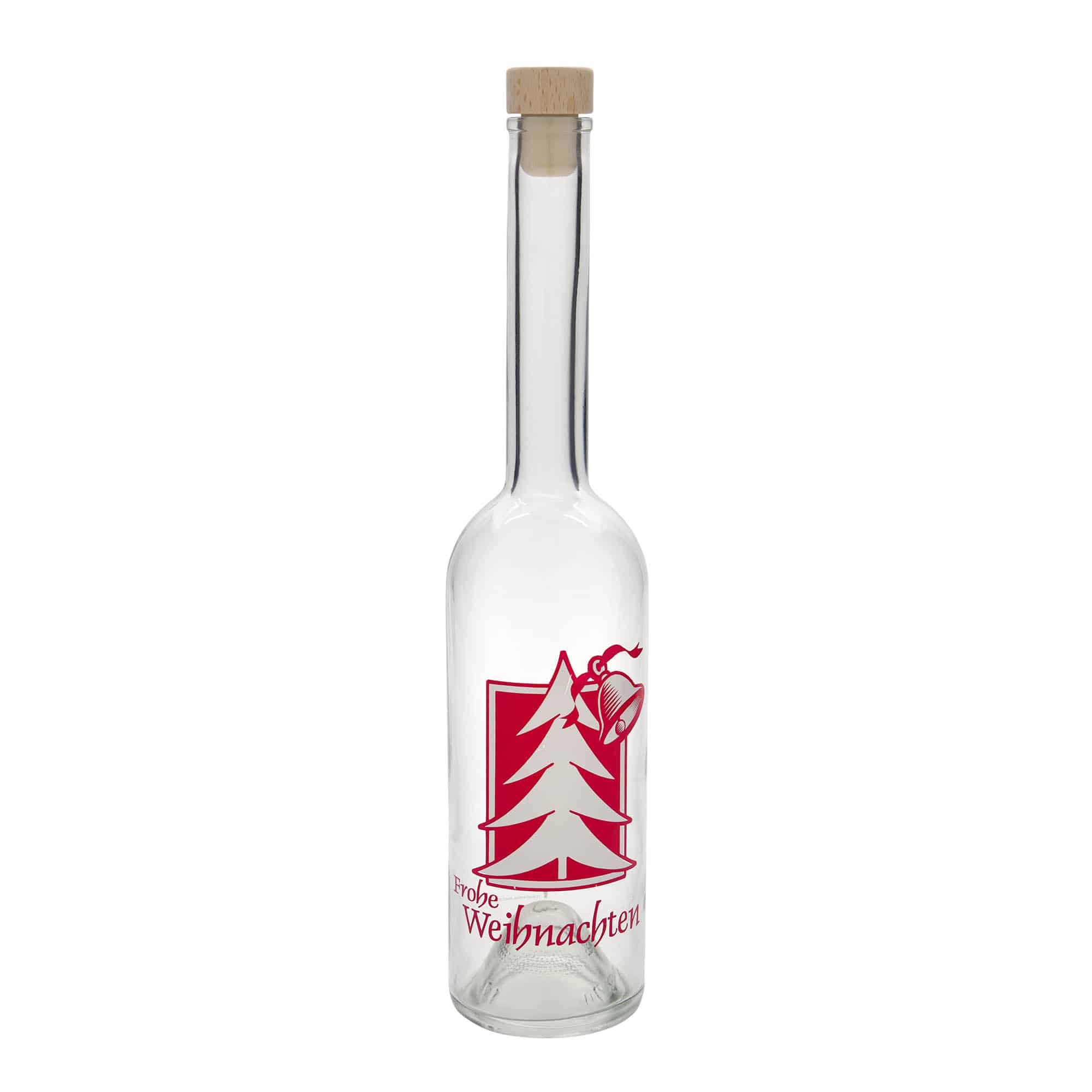 500 ml glass bottle 'Opera', motif: Christmas greeting, opening: cork
