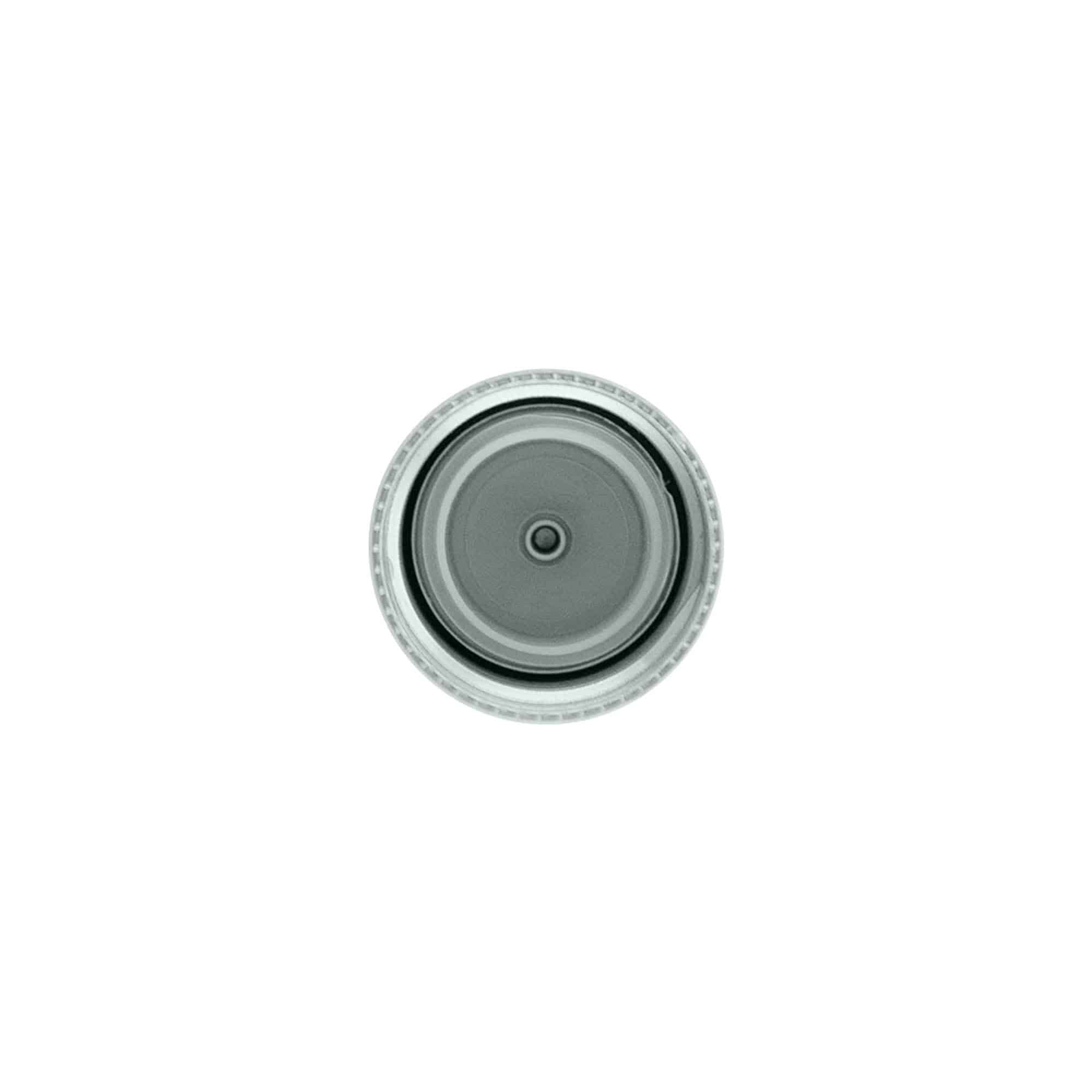 Screw cap with syringe insert, PP plastic, silver, for opening: 24/410 Screw cap with syringe insert, PP plastic, silver, for opening: 24/410