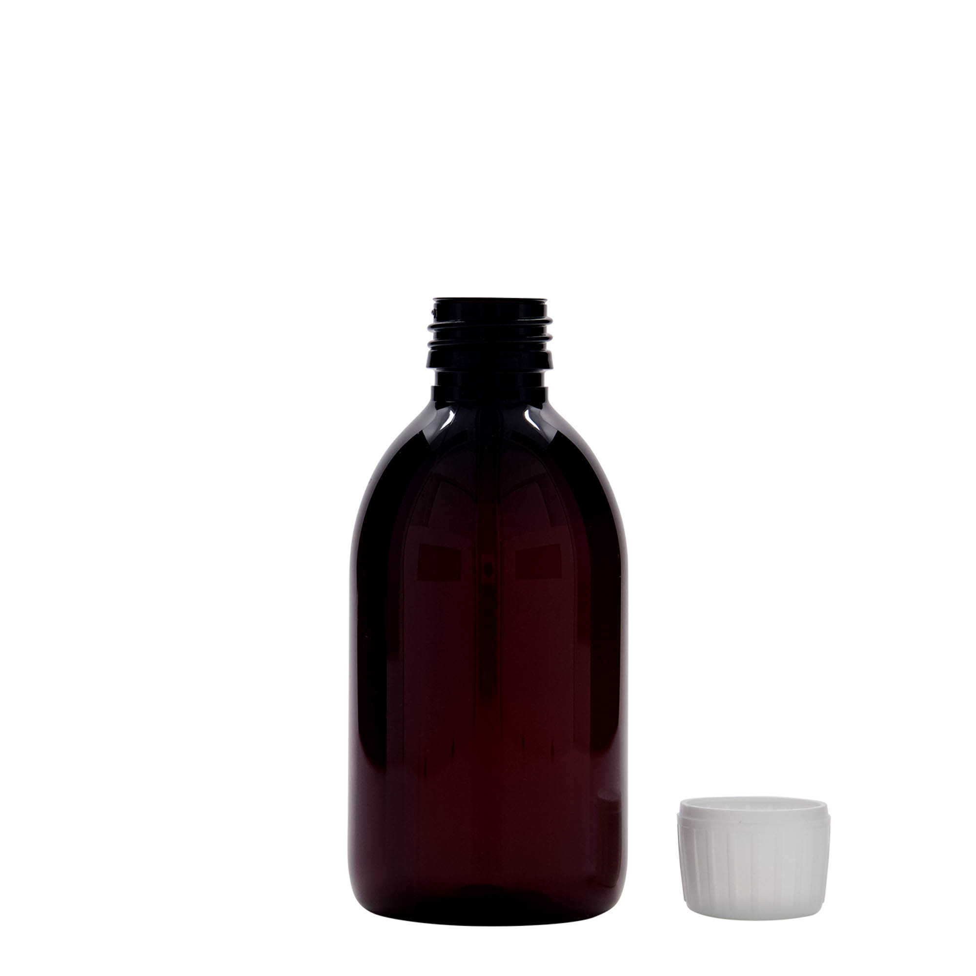 250 ml PET medical bottle, brown, plastic, opening: PP 28 250 ml PET medical bottle, brown, plastic, opening: PP 28