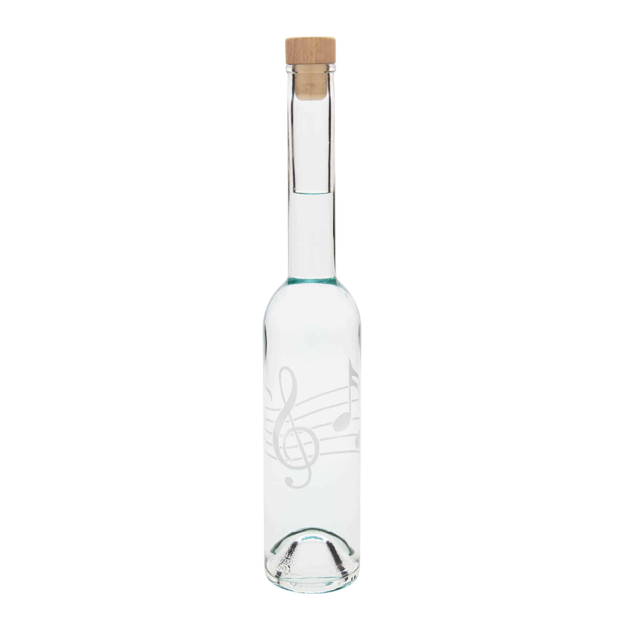 350 ml glass bottle 'Opera', motif: musical notes, opening: cork