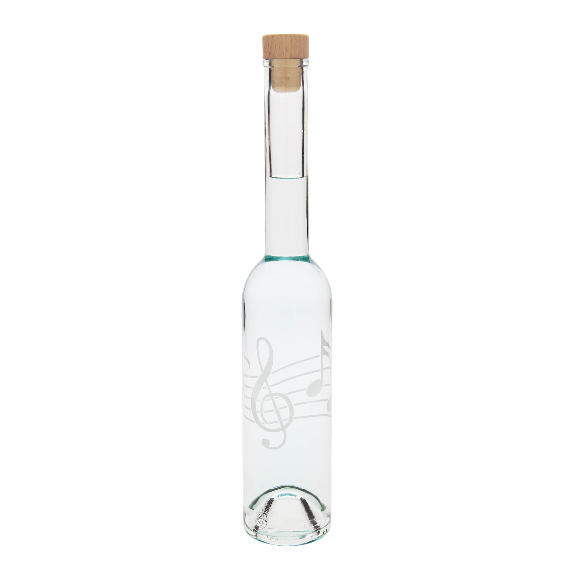 350 ml glass bottle 'Opera', motif: musical notes, opening: cork 350 ml glass bottle 'Opera', motif: musical notes, opening: cork