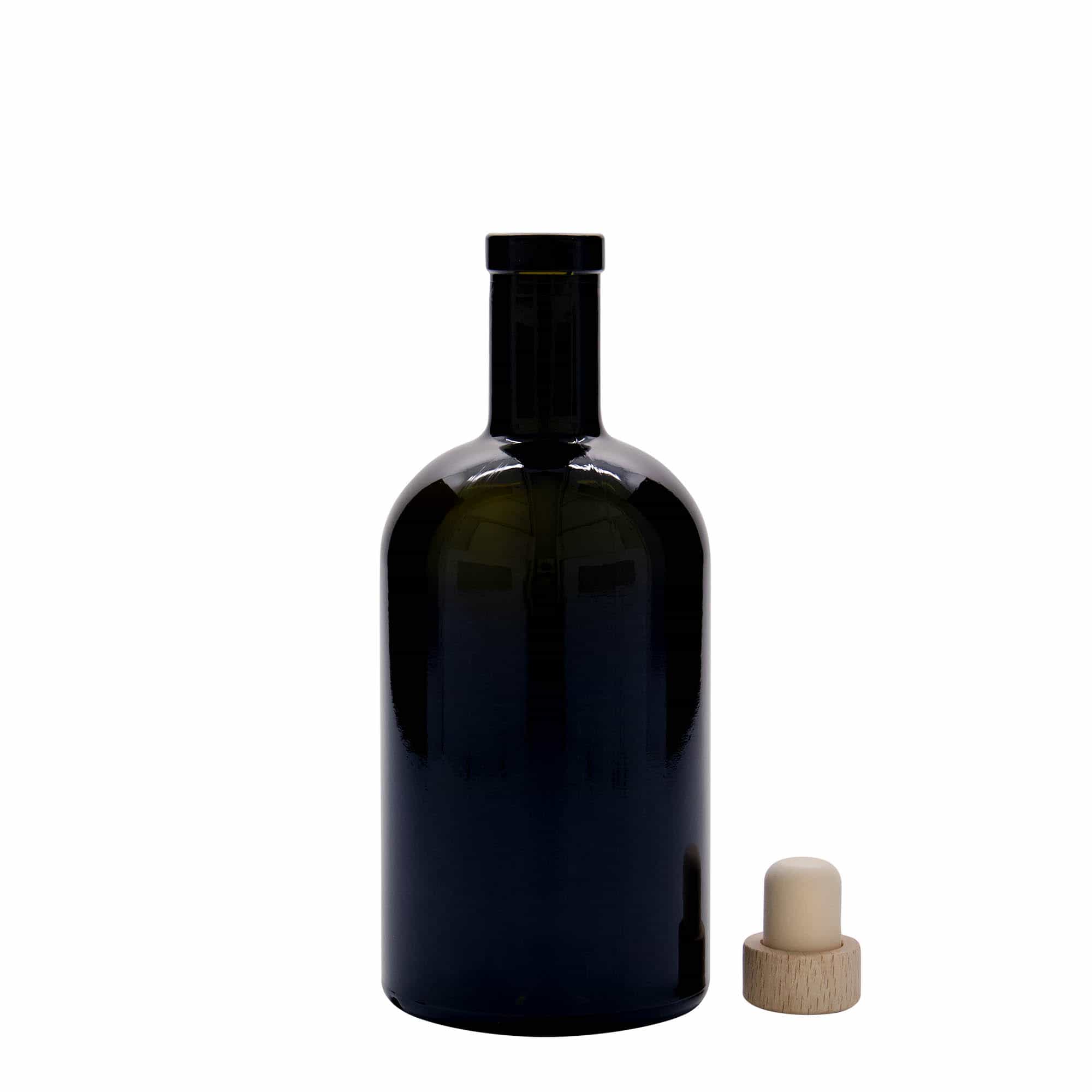 500 ml glass bottle 'Farmacia', antique green, closure: cork