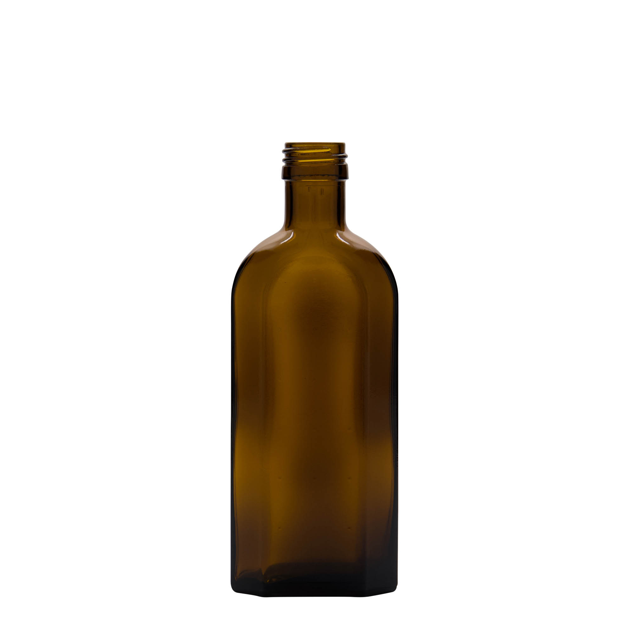 250 ml medical bottle Meplat, oval, glass, brown, opening: PP 28