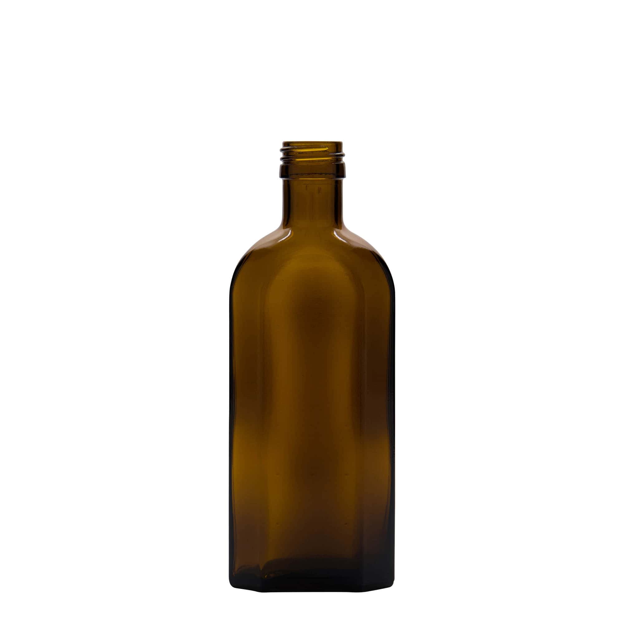 250 ml medical bottle Meplat, oval, glass, brown, opening: PP 28