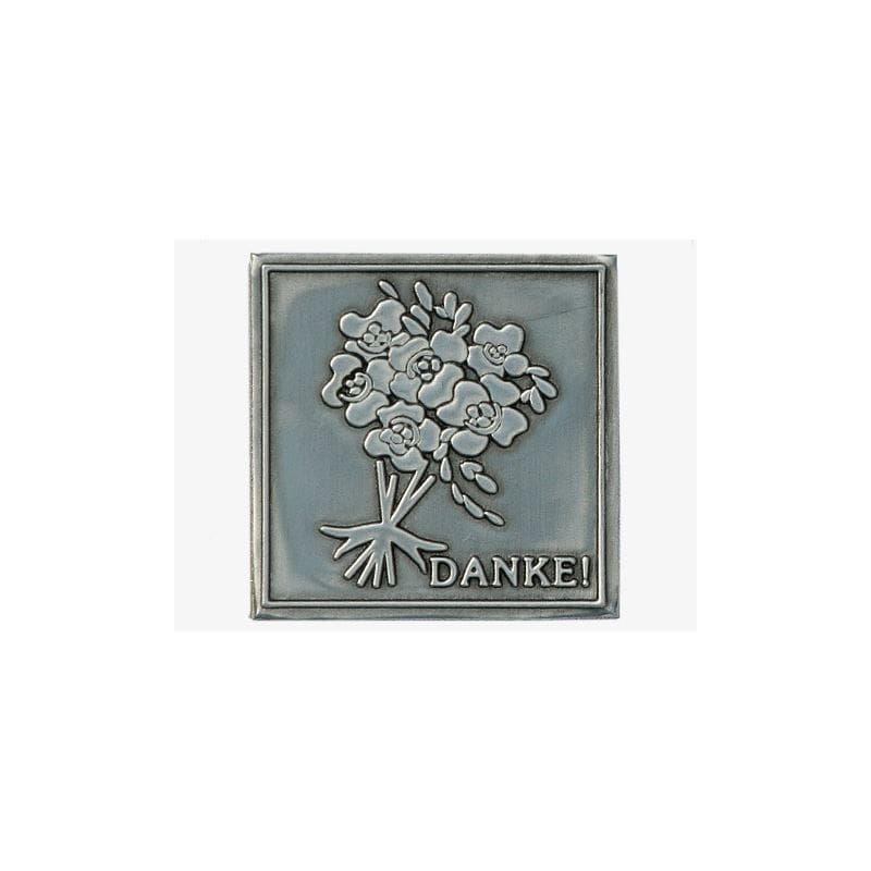 Tin label 'Thank you', square, metal, silver
