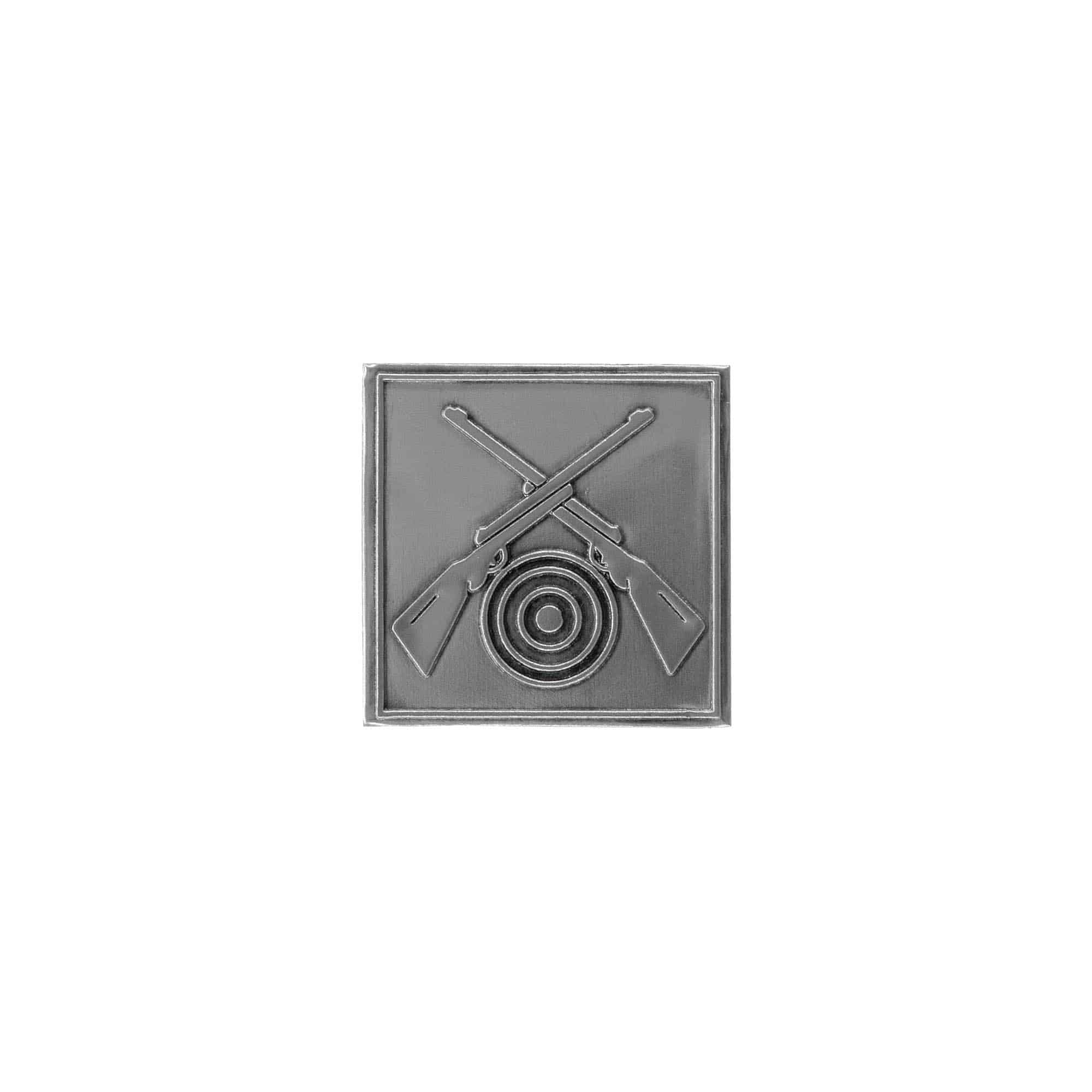 Tin label ‘Protect’, square, metal, silver