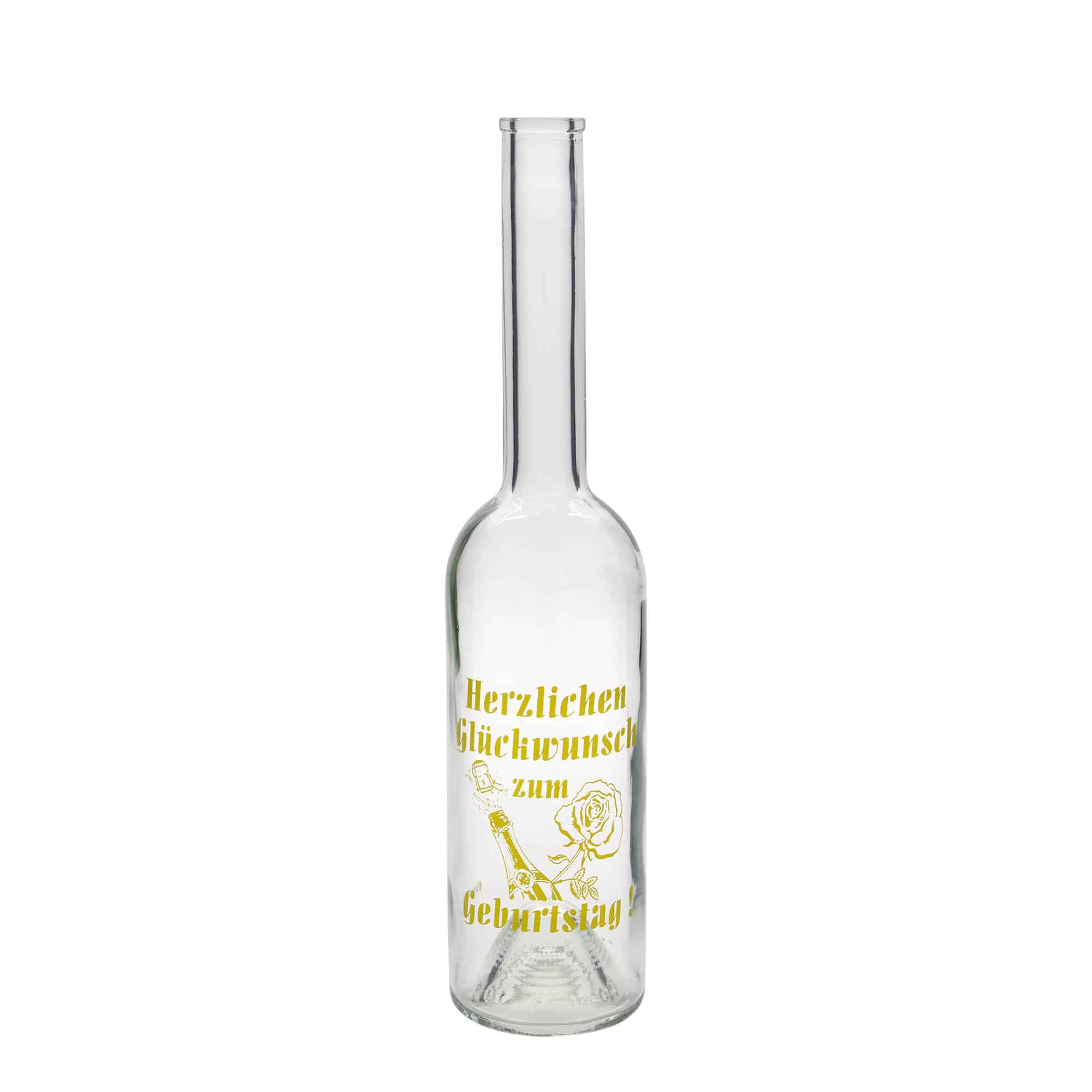 500 ml glass bottle 'Opera', design: birthday bottle, opening: cork